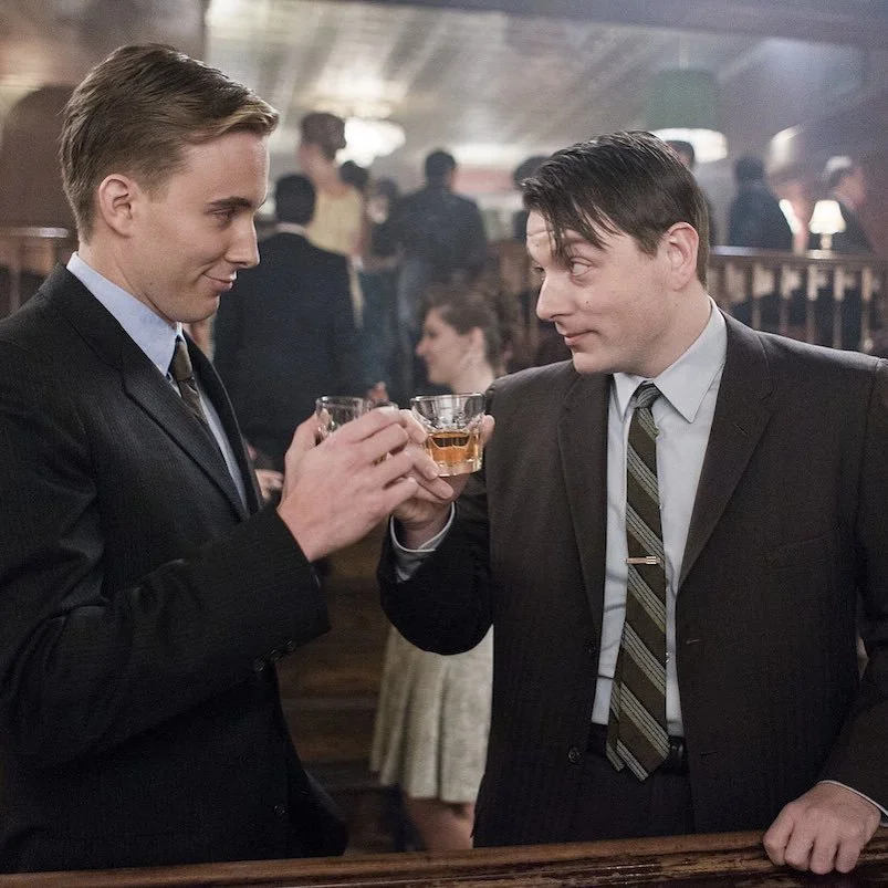 Patrick Murney portraying Petey "Mac" Mackenna sharing a drink during a scene from Public Morals.