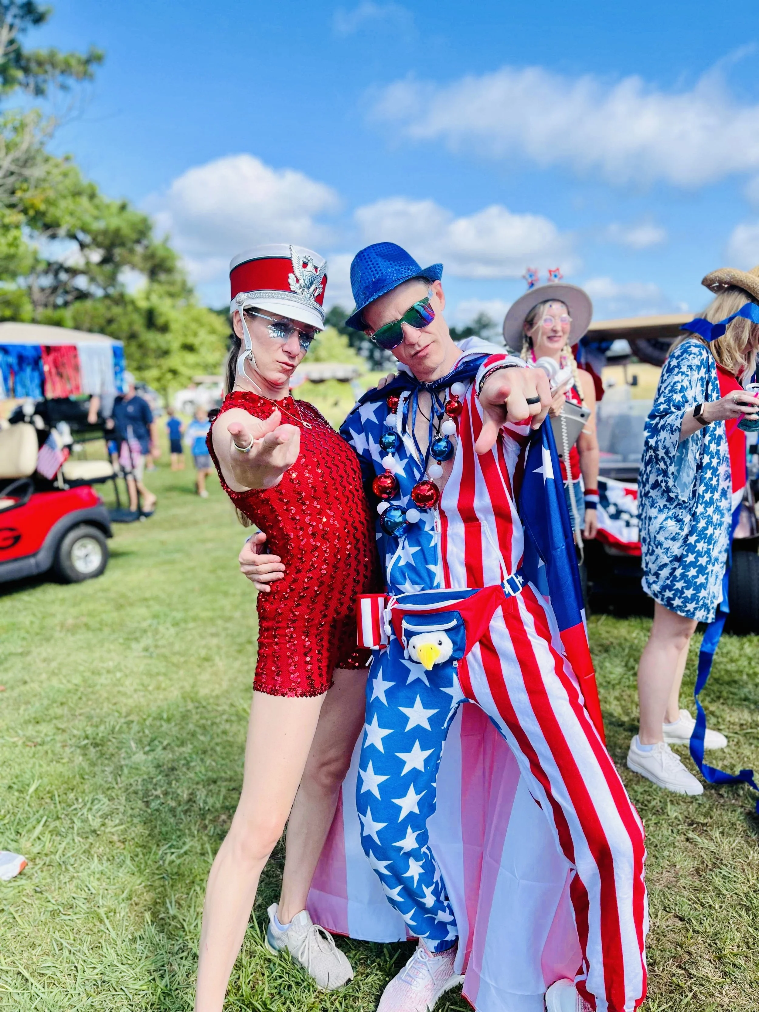 Lee and Lindsay blankenship fourth of july parade at Cuscowilla
