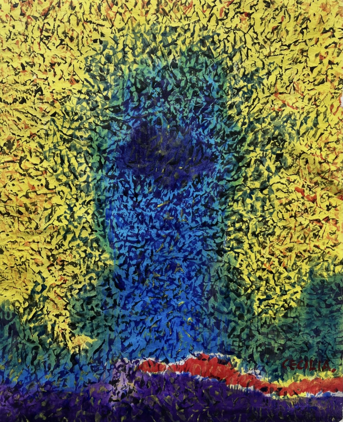 Inspired by summer evenings: 15"x17", Acrylic with Hanji.