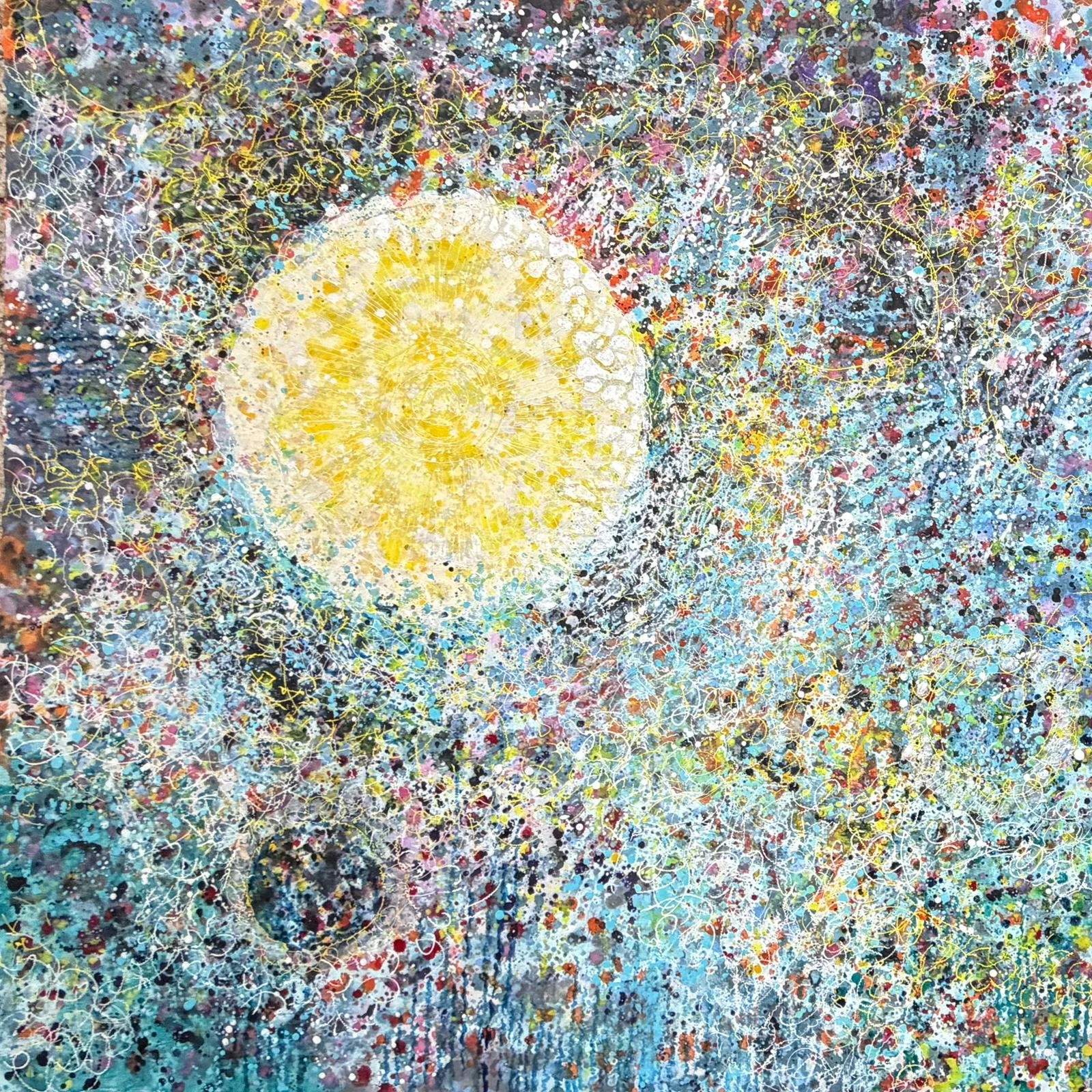 40" x 40" Acrylic with Mixed Media on Hanji 