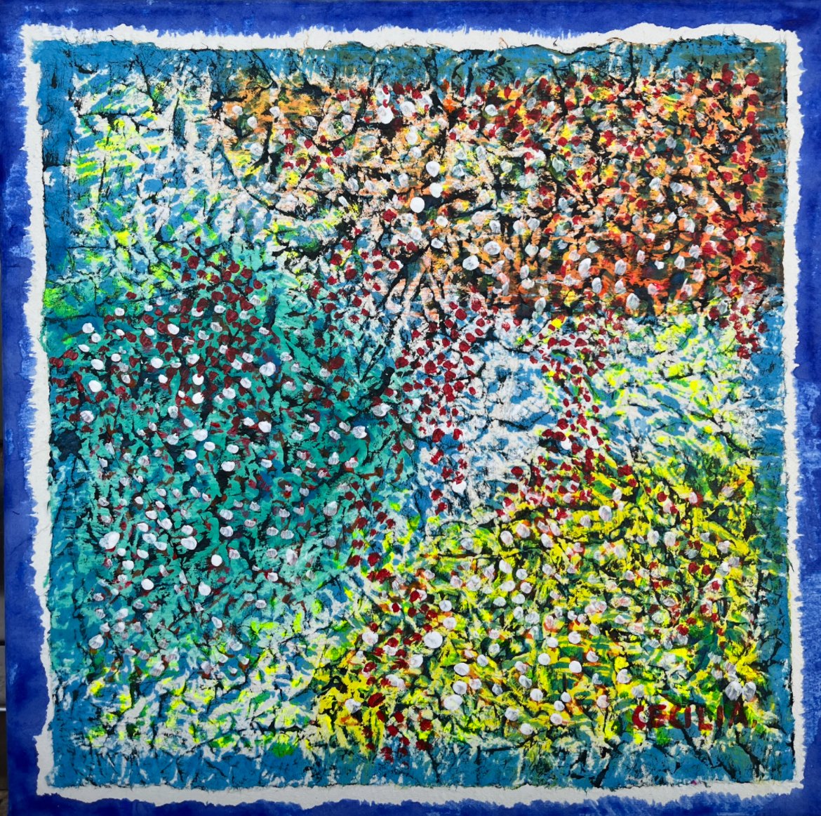 Cayenne series: 12'x12", Mixed media with Hanji.