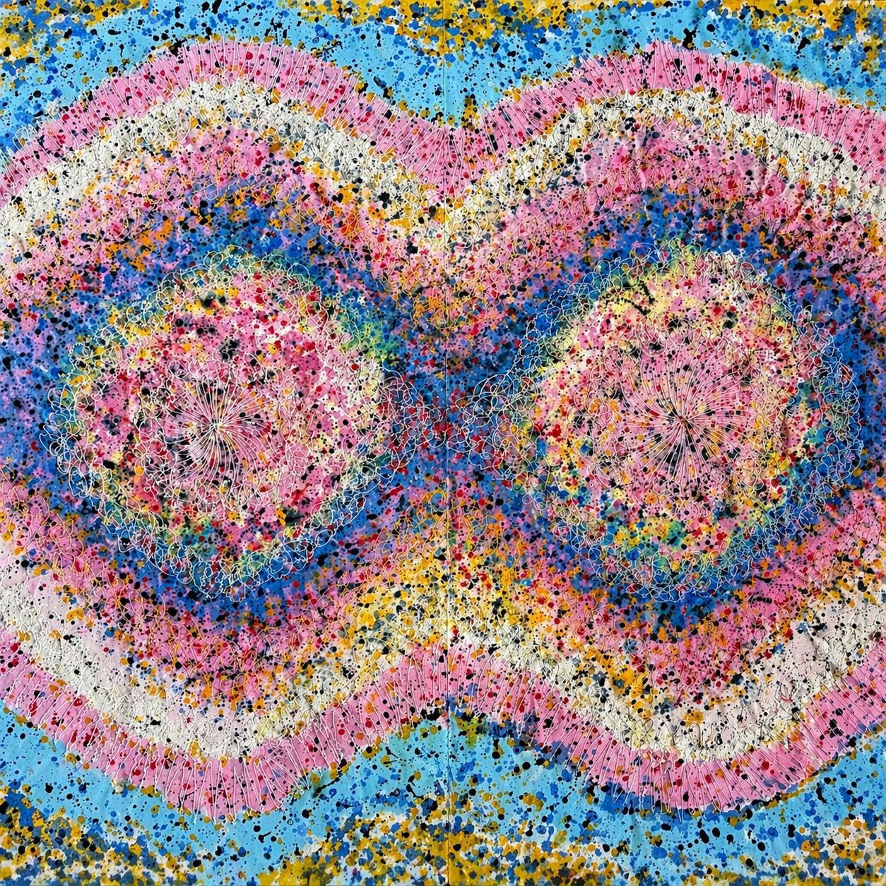 Twin Bloom: 63" x 57", Acrylic with mixed media on Hanji