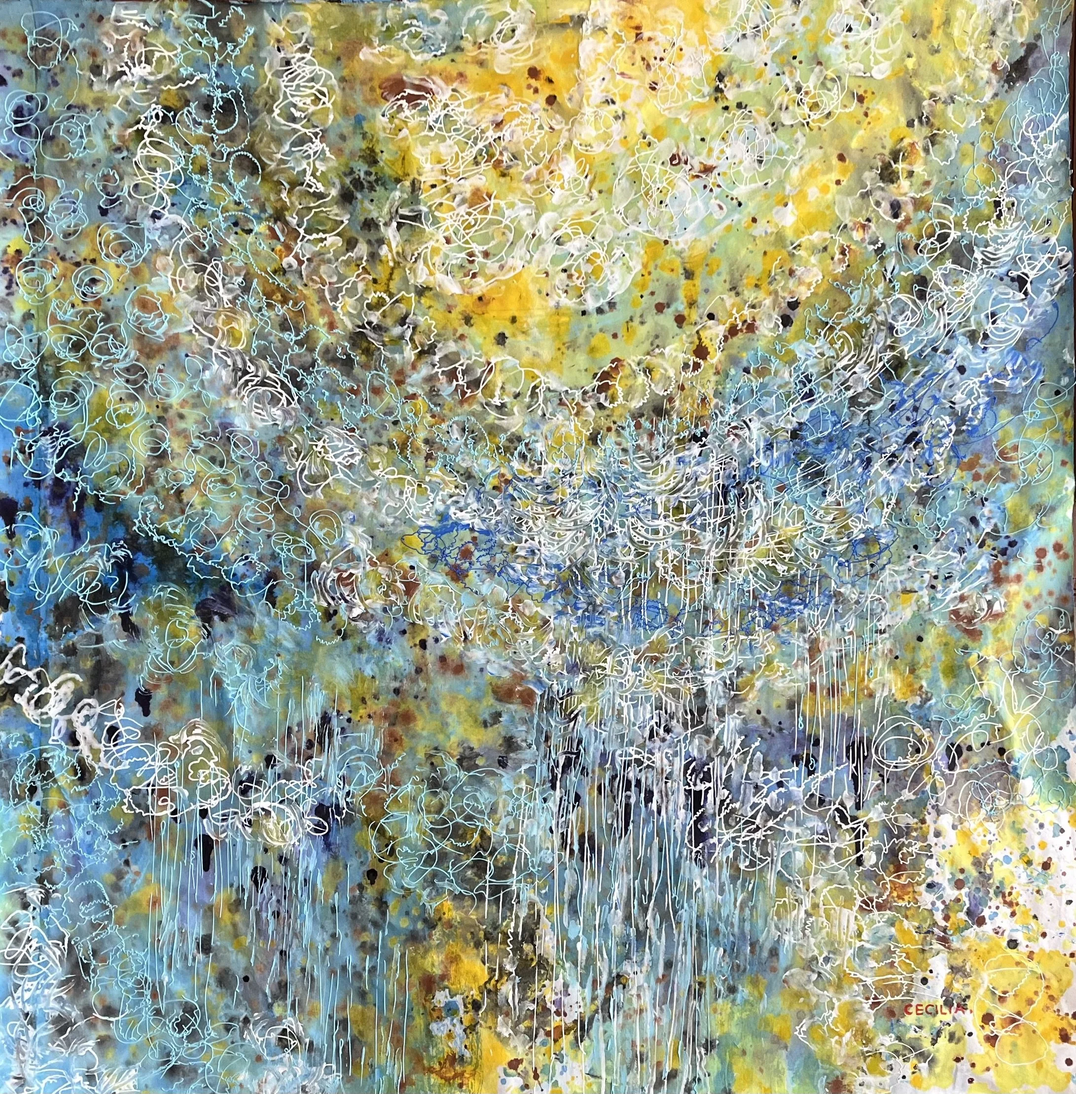 Light study: Acrylic with mixed media on Hanji mounted on canvas.