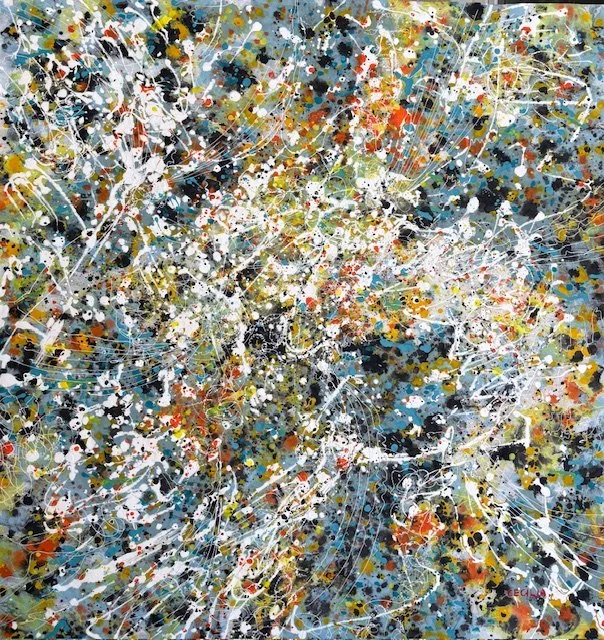 The weave of no mind : 30"x30", Acrylic with mixed media