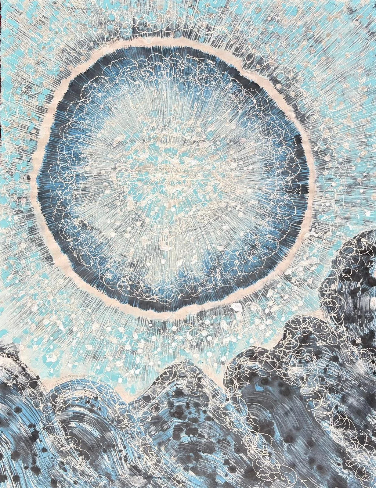 30" X 40" , Acrylic with Mixed Media on Hanji 