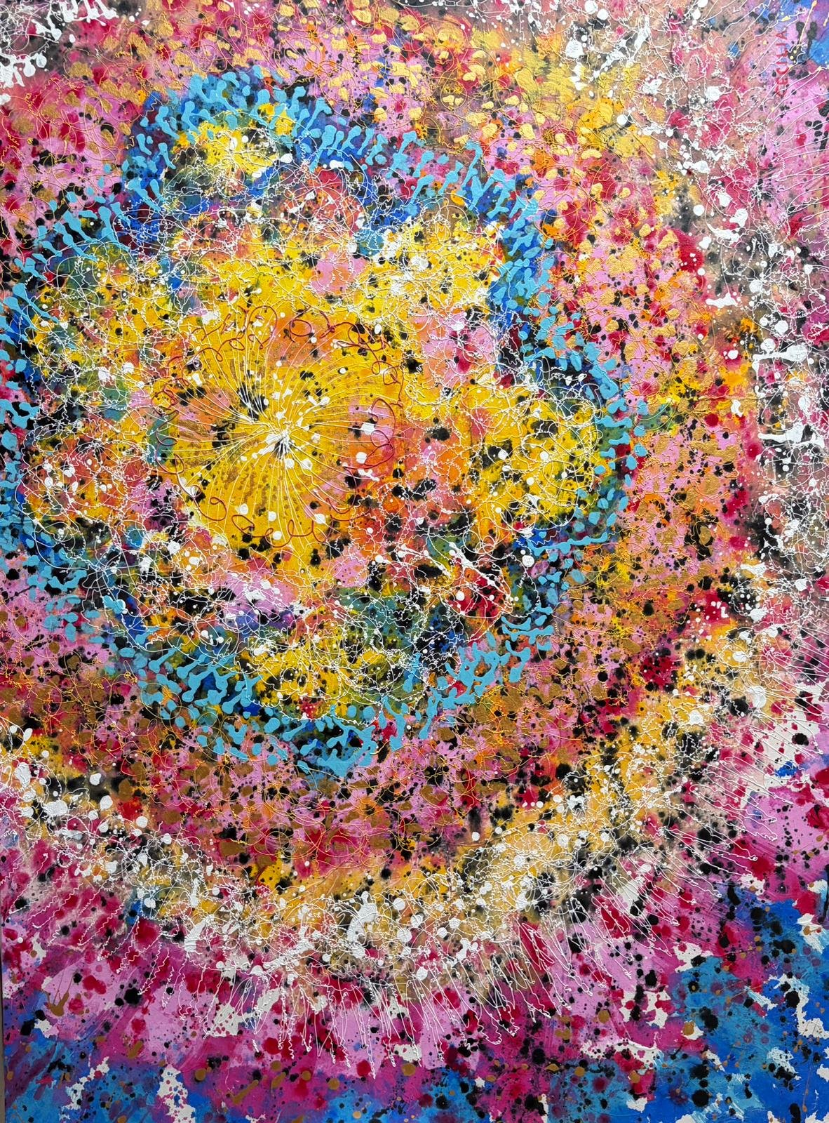 Becoming: 30" x 40" Acrylic with Mixed Media on Hanji