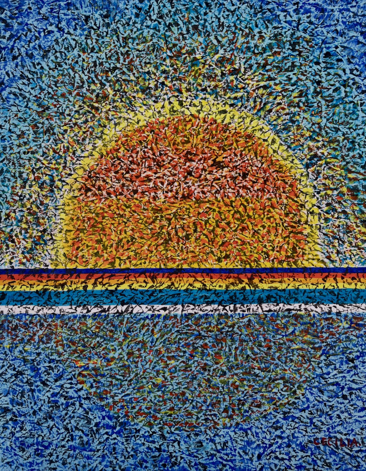 Reflection3: 16"x20", Acrylic on Hanji.