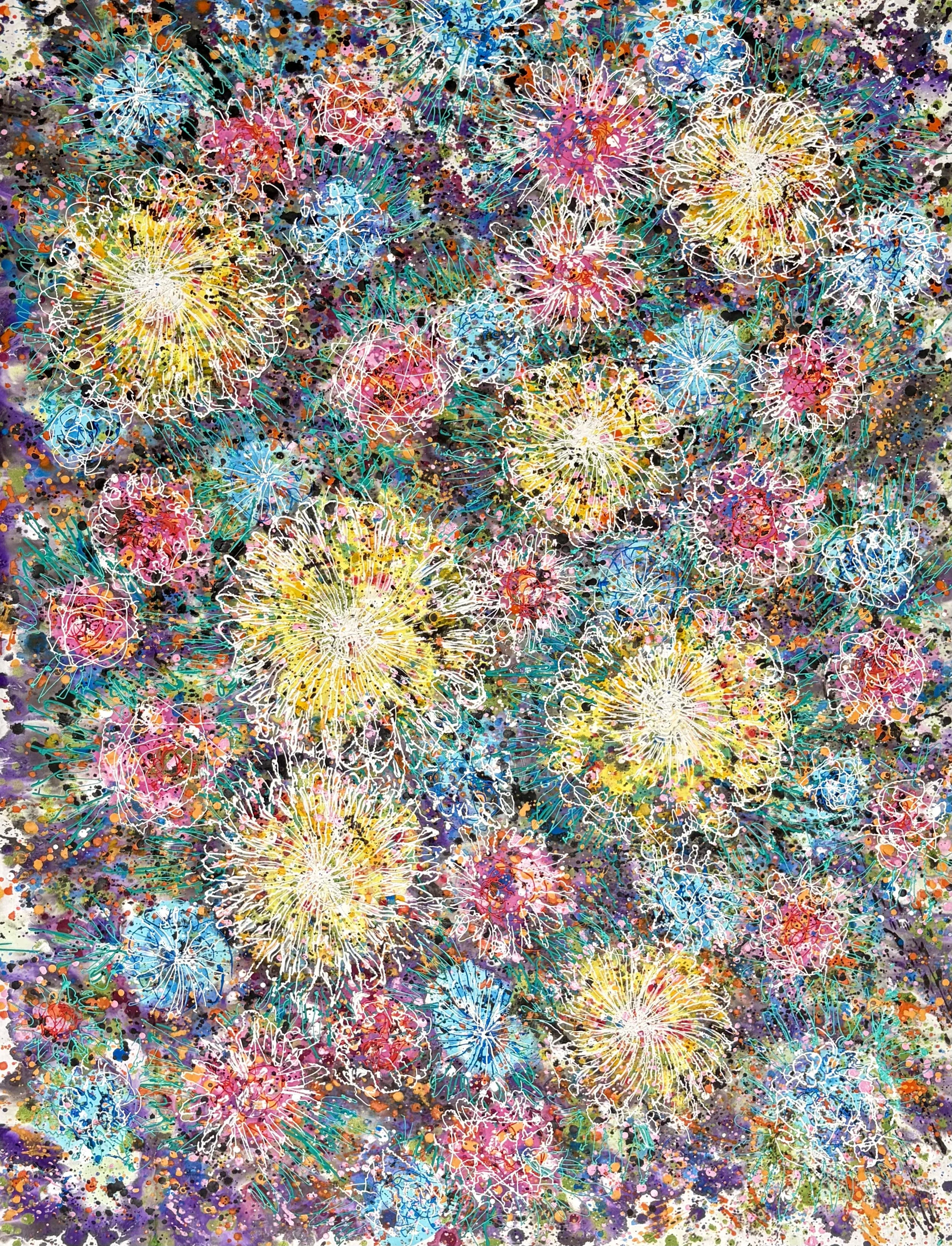 Celestial Bloom Storm: 36"x48"
