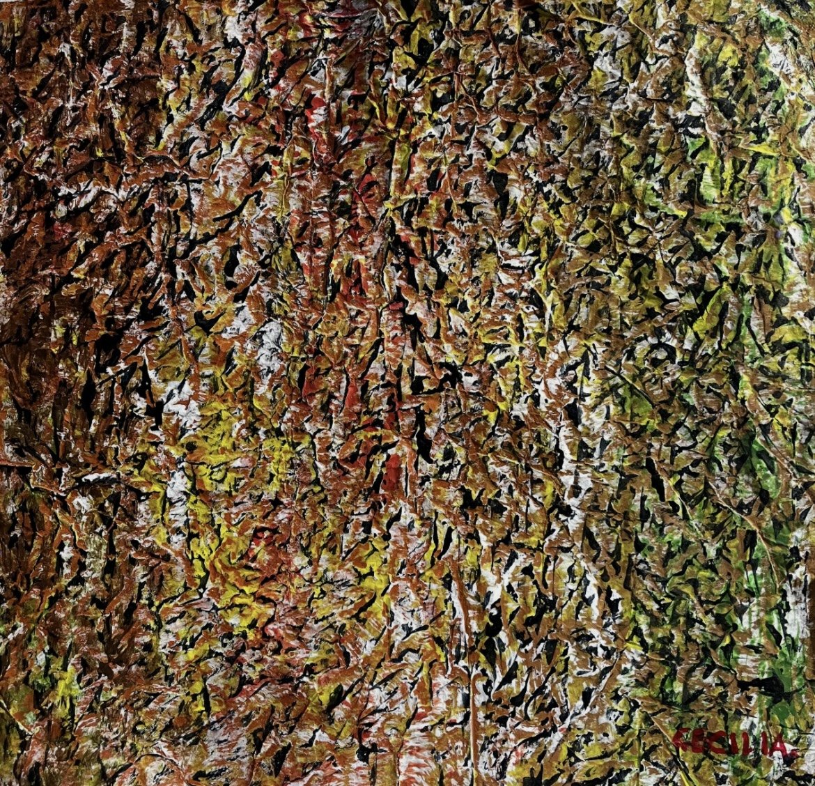 Autumn: 15"x15", Mixed media with Hanji.