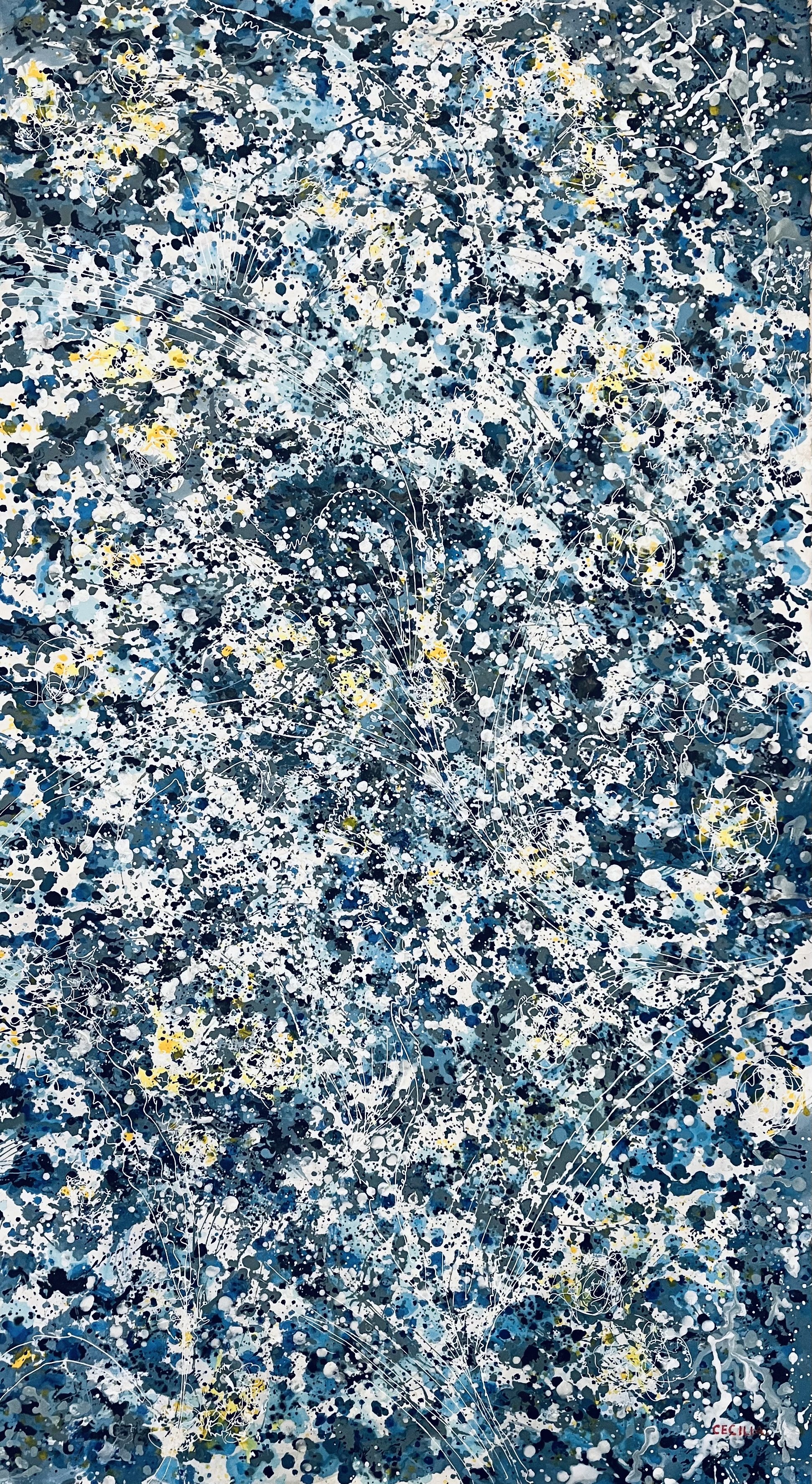 Palimpset: 32"x57", Acrylic and mixed media on Hanji mounted on canvas