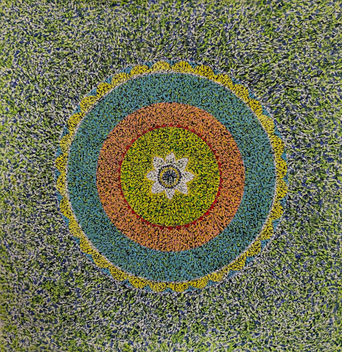 Meditation: 32"x32", Acrylic on Hanji.