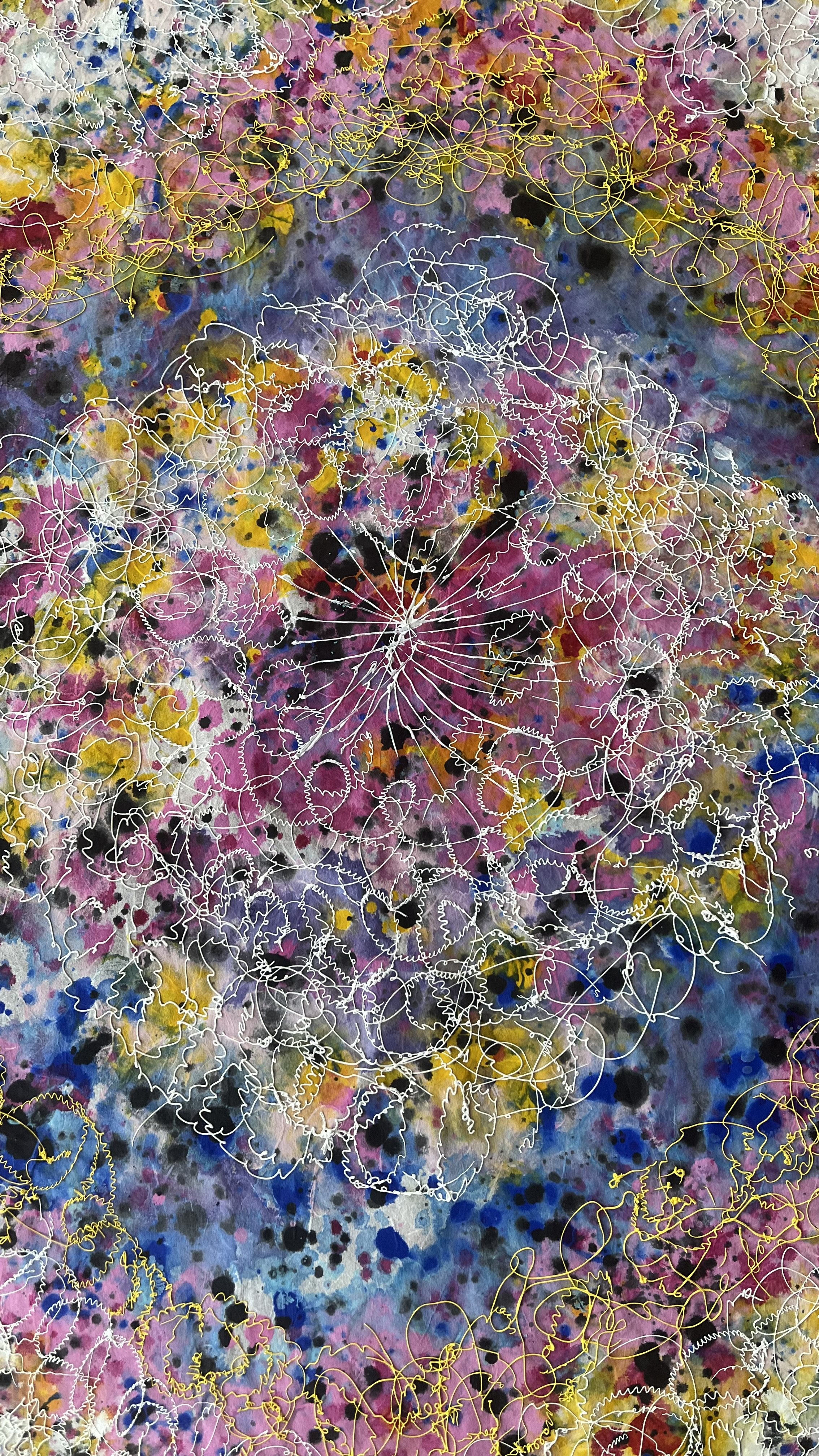 Filaments of awakening 2 : 20"x 40", Acrylic with mixed media 