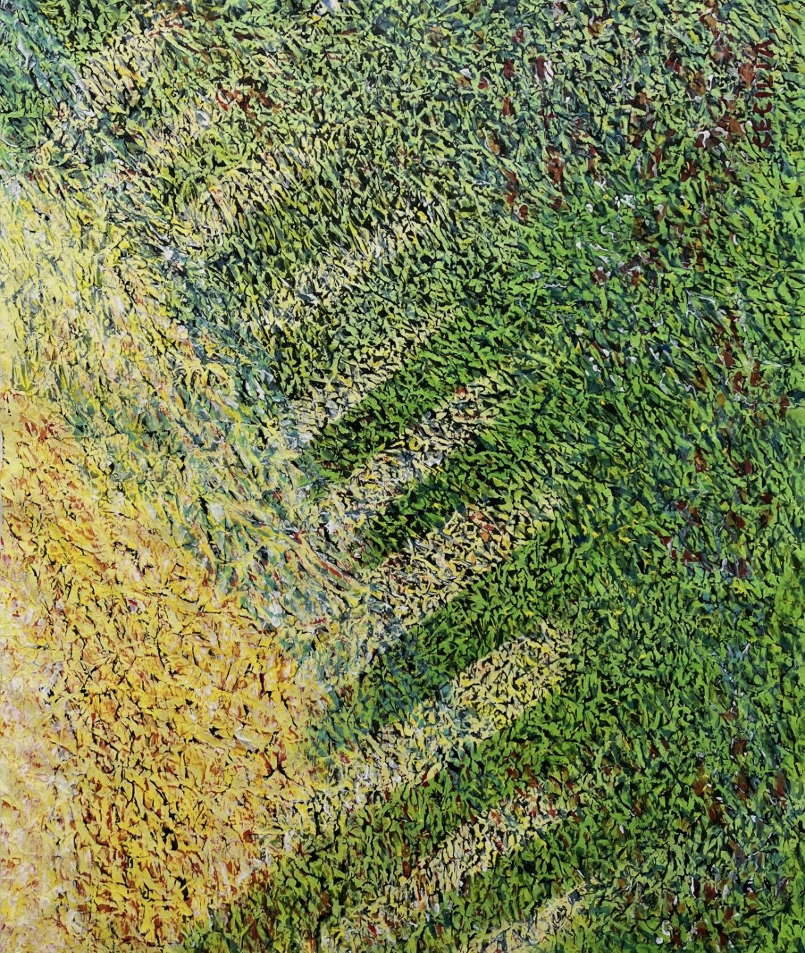 The sun with ocean: 29"x24", Mixed media on Hanji.