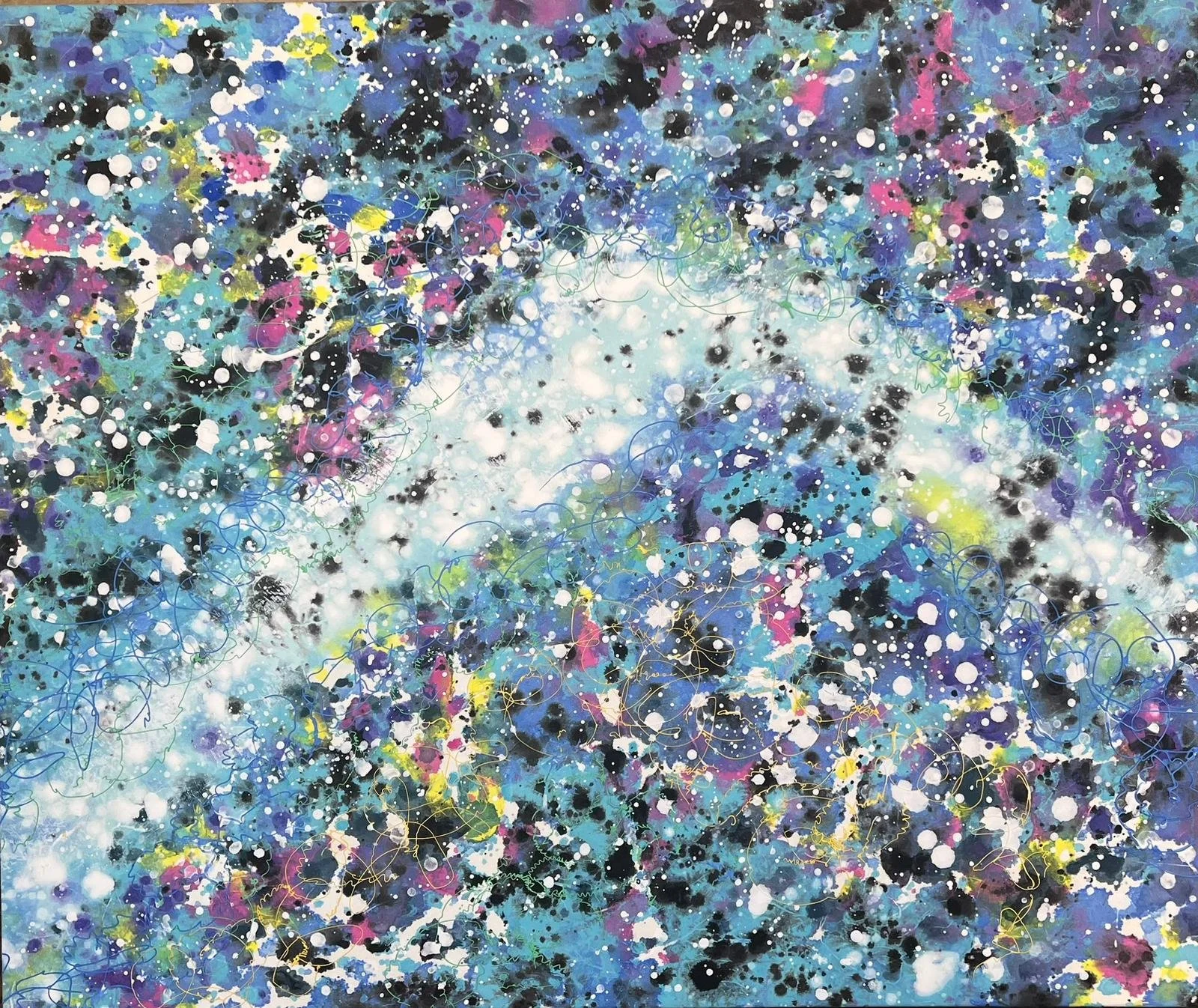 perfect color interpretation in blue: 24"x20",Acrylic with mixed media on Hanji