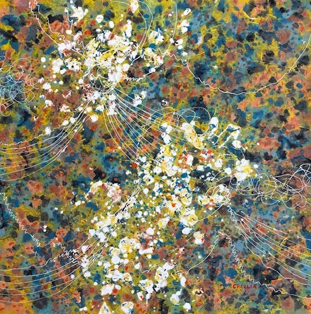 Breath's weave : 20"x20", Acrylic with mixed media