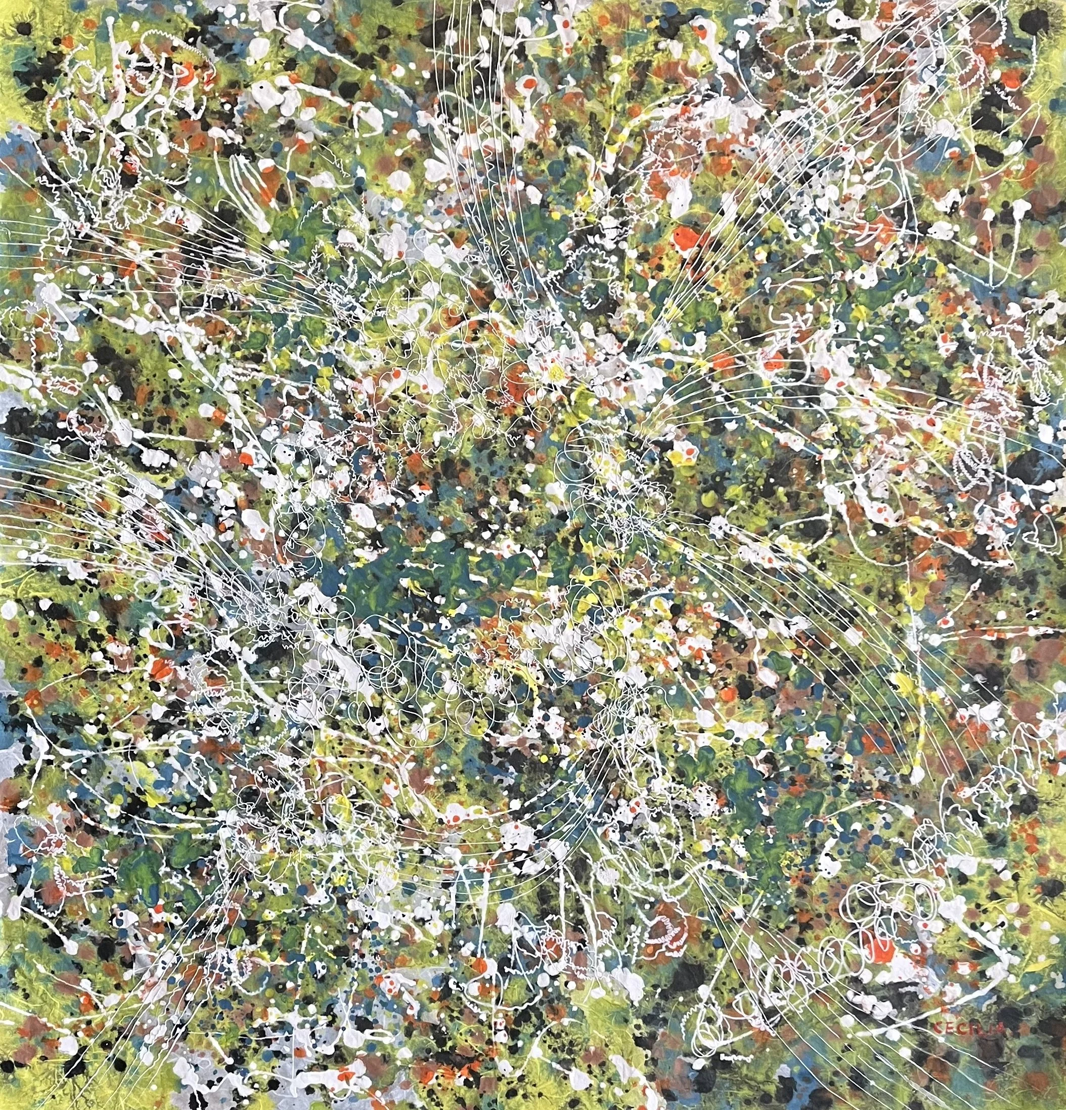 The weave of no mind : 30"x 30"'
Acrylic with mixed media