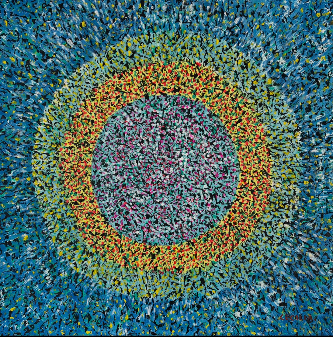 Galaxy series: 20"x20", Acrylic on Hanji.