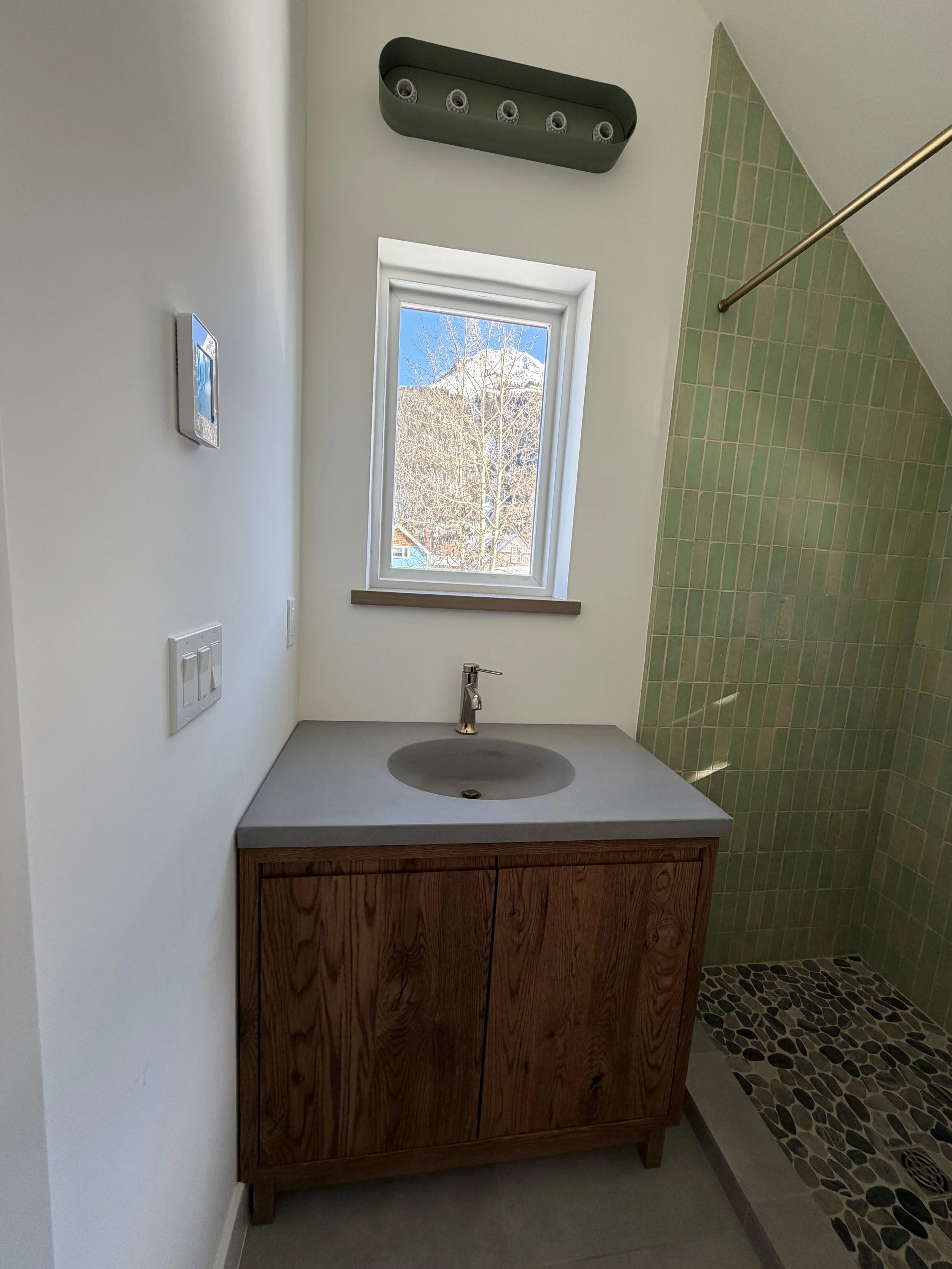 New upper level 3/4 bathroom with tile walk in shower