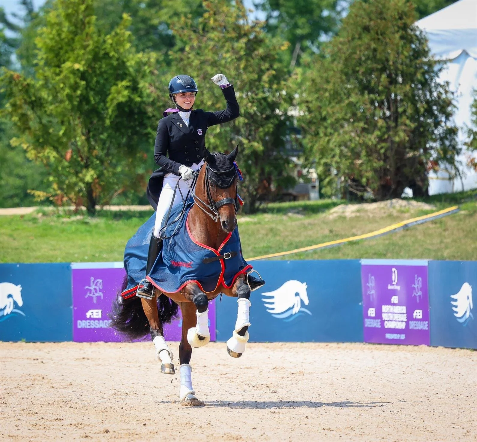 August 3, 2024 US Equestrian... Region 3’s Kat Fuqua (Atlanta, Ga.) earned her second gold medal of this NAYC with her own 2008 Dutch Warmblood mare, Dreamgirl (Spielberg x U-Vira), earning a 70.971% for her individual test.

“I was really happy with
