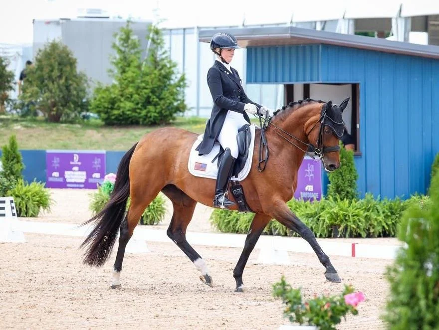 August 5, 2024 US Equestrian ...The Young Rider section saw another triple-gold medalist in Kat Fuqua (Atlanta, Ga.), who earned a 74.355% in her freestyle with her own Dreamgirl (Spielberg x U-Vira), a 2008 Dutch Warmblood mare who Fuqua calls “my r