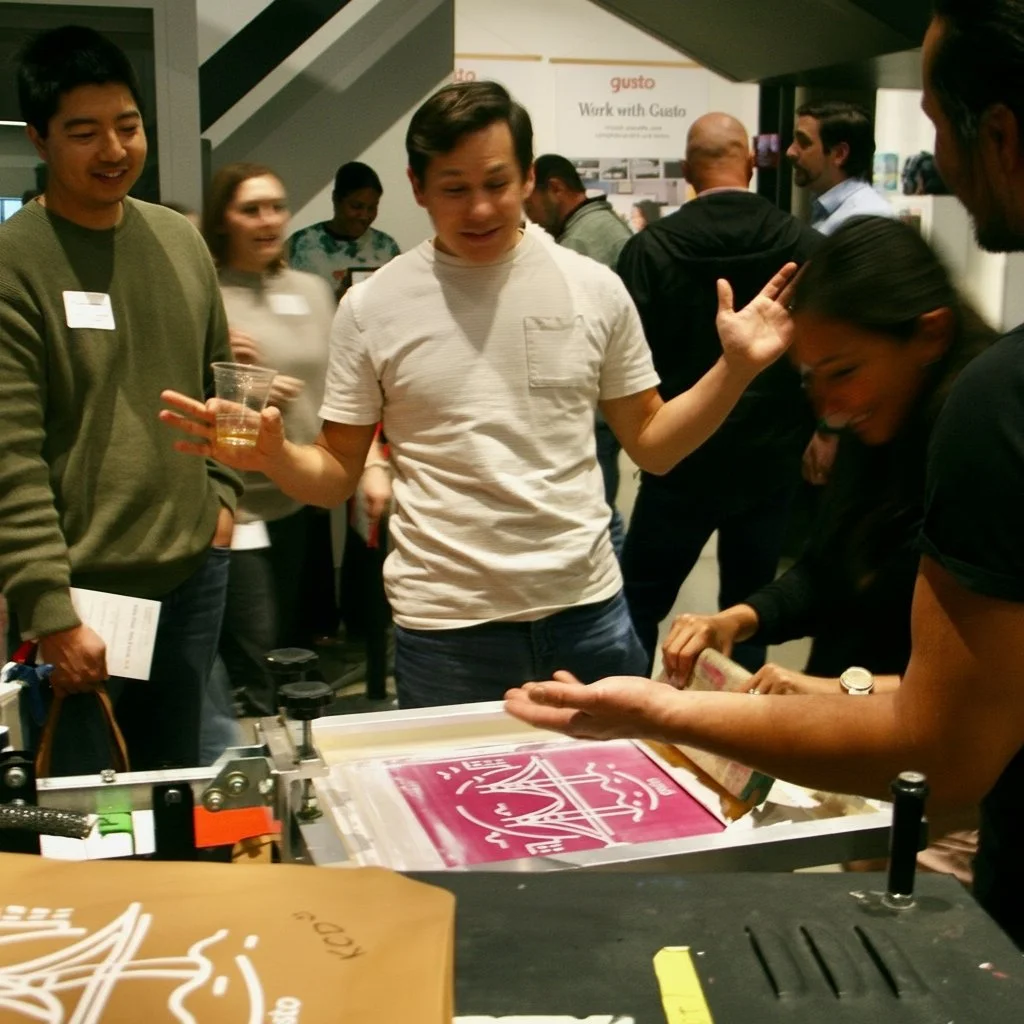 Live printing isn&rsquo;t about entertainment.

It&rsquo;s about connection.

It&rsquo;s the shared experience of gathering around the press, watching, learning, and creating something new together. 

These moments spark conversations, build bonds, a