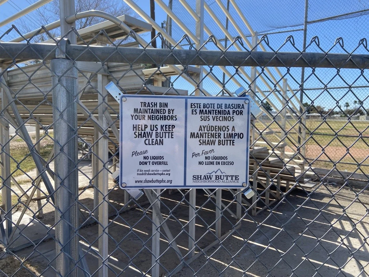 custom sign for neighborhood volunteer-maintained trash can