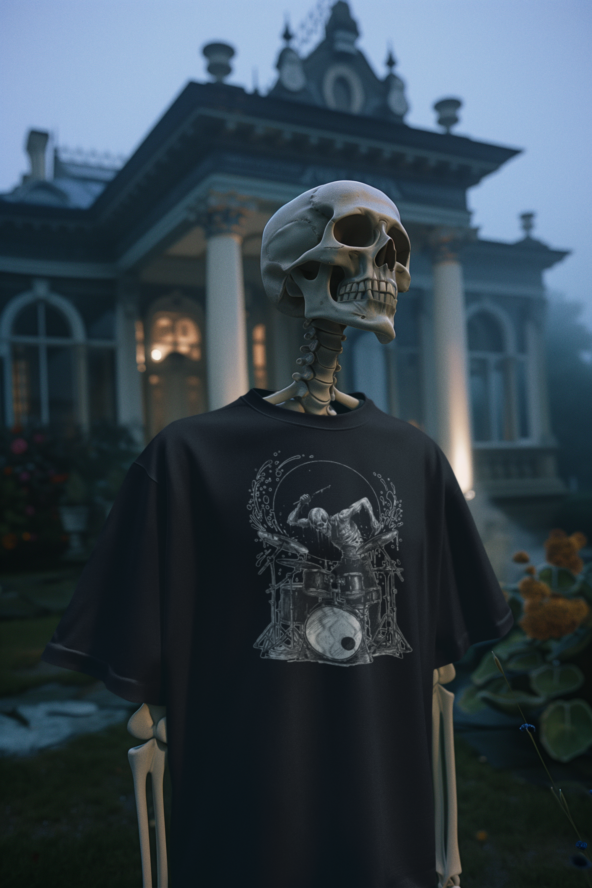 t-shirt-mockup-of-an-ai-generated-creepy-skeleton-standing-outside-a-haunted-mansion-m50432.png