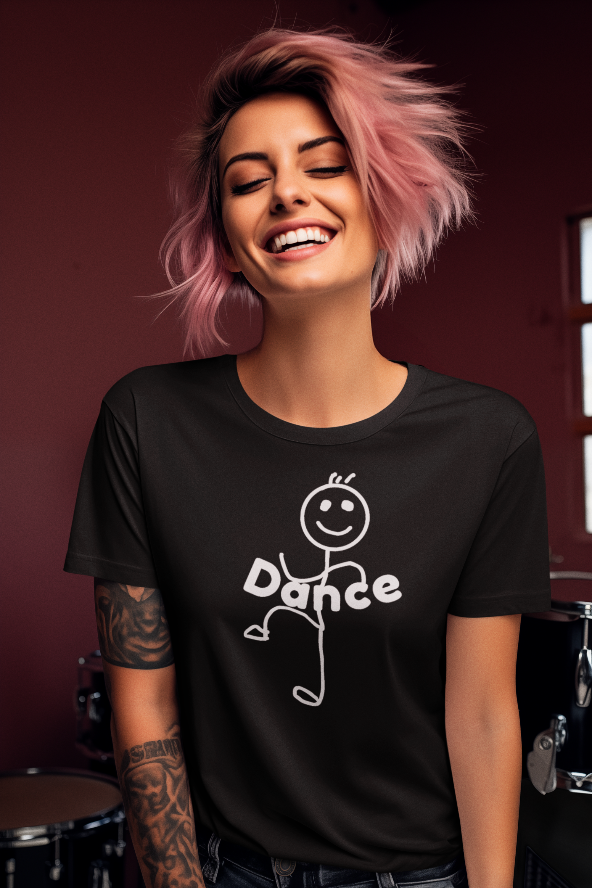 round-neck-t-shirt-mockup-featuring-an-ai-created-happy-woman-in-a-music-studio-m40337.png