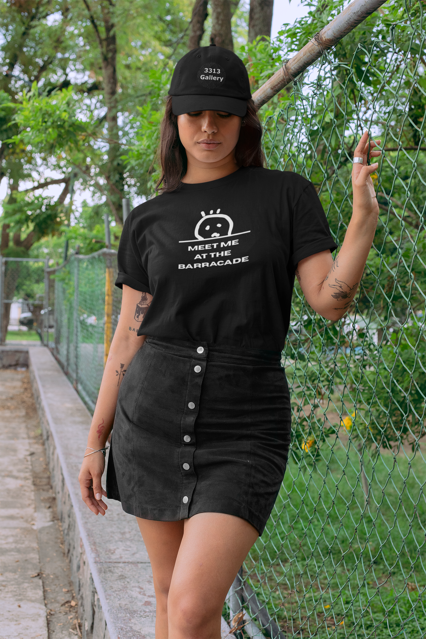 mockup-of-a-tattooed-woman-wearing-a-crew-neck-t-shirt-and-a-dad-hat-28603.png