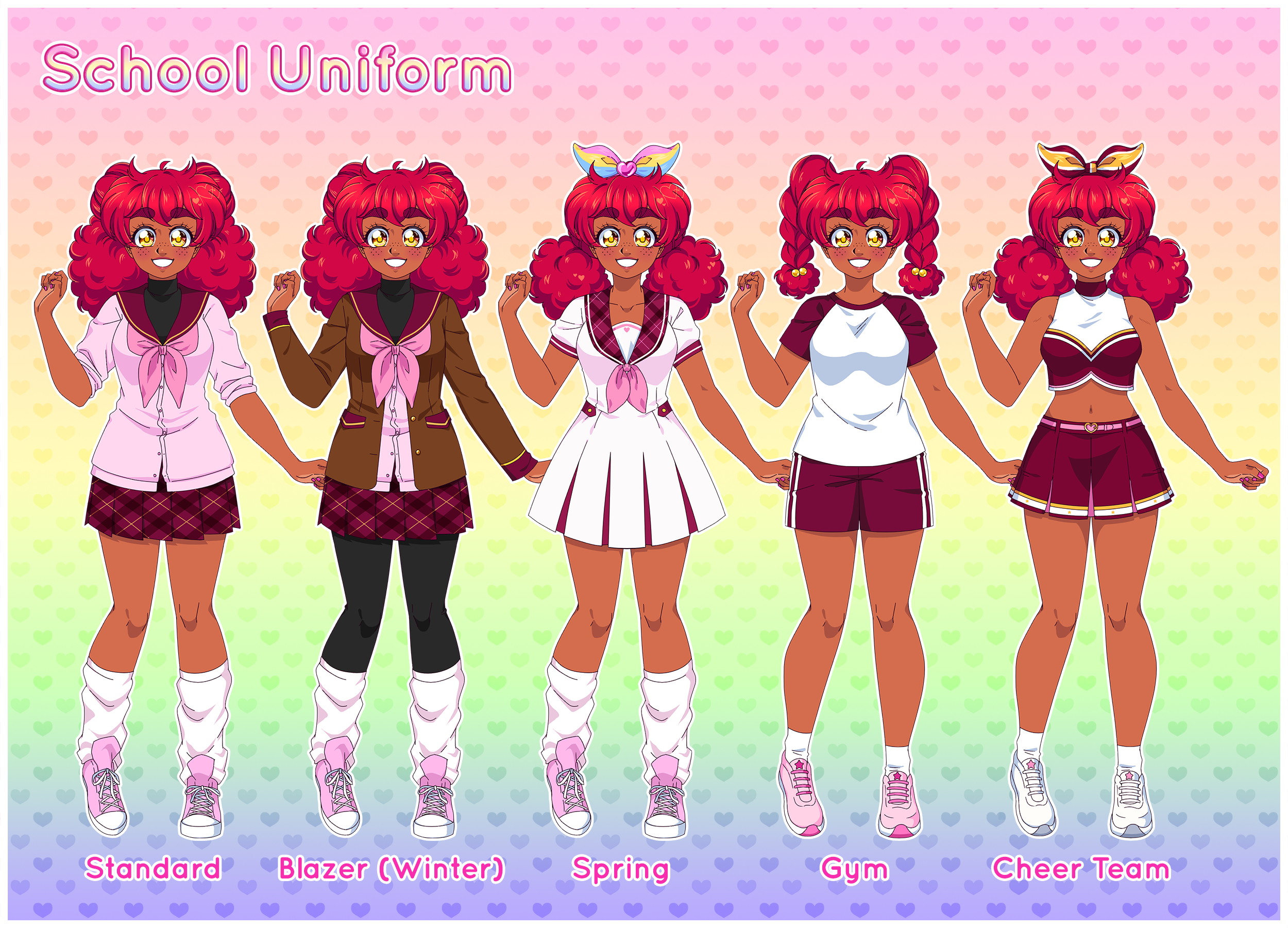 Valerie's various school uniforms