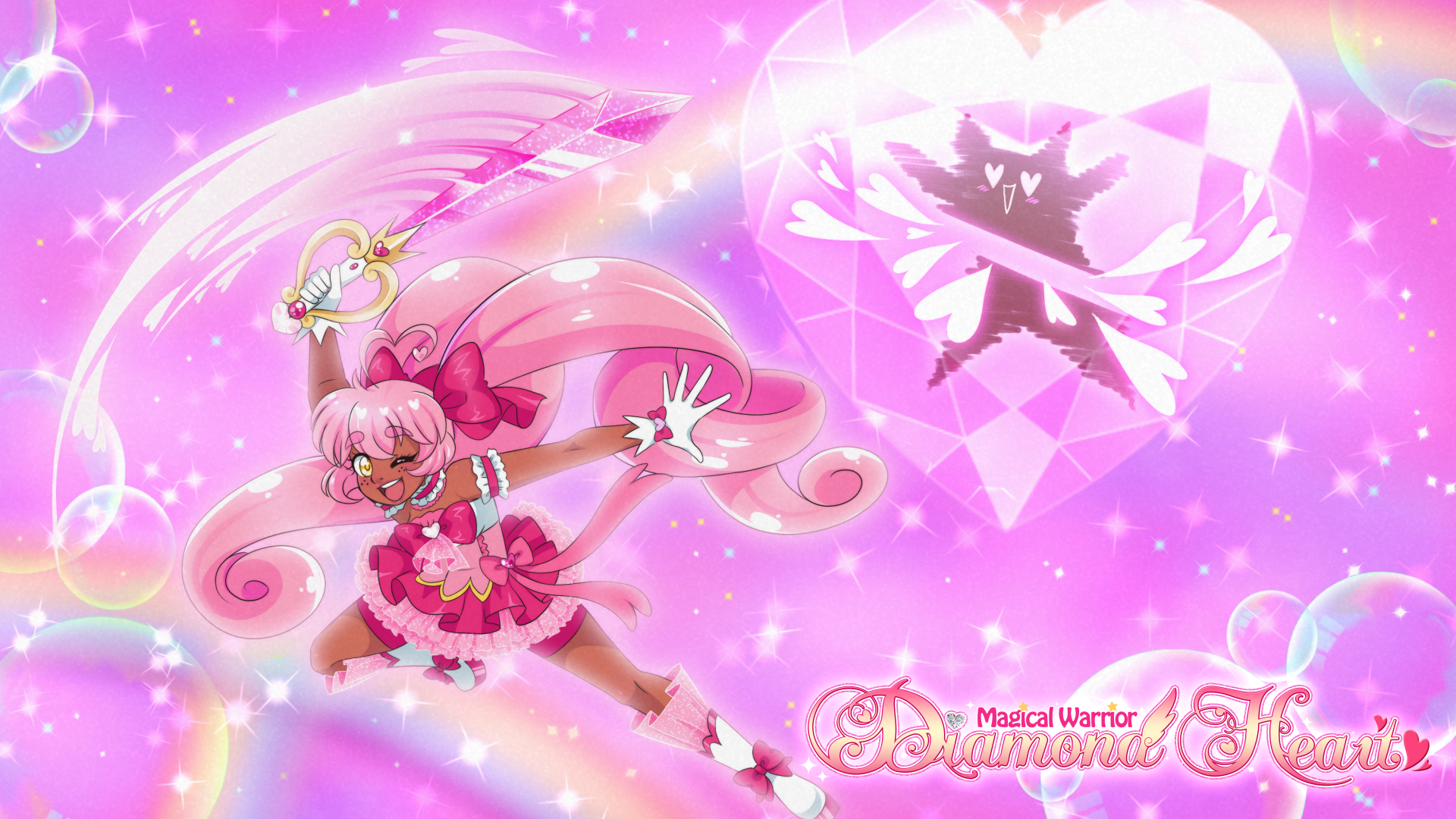 Diamond Heart magical girl attack wallpaper