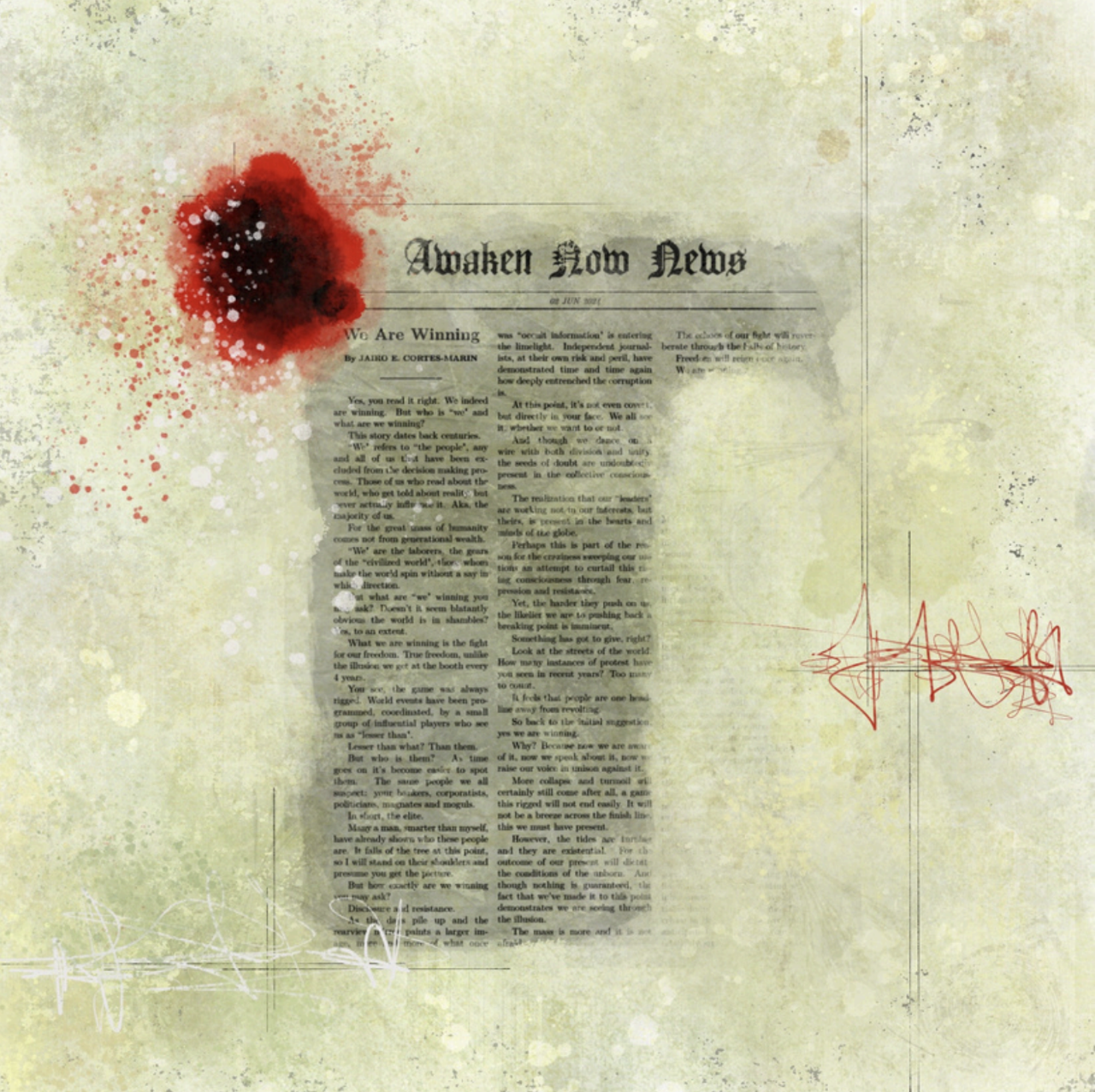 Image of newspaper clipping titled "Awaken Now News"
