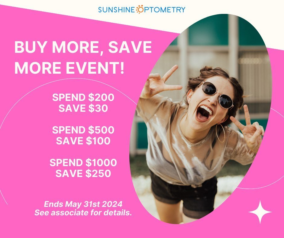 Attention all savvy shoppers and trendsetters! 🤓 😎 

We're thrilled to announce the launch of our highly anticipated Buy More, Save More Event!💸 Get ready to indulge in the latest eyewear trends while enjoying irresistible savings. Whether you're 