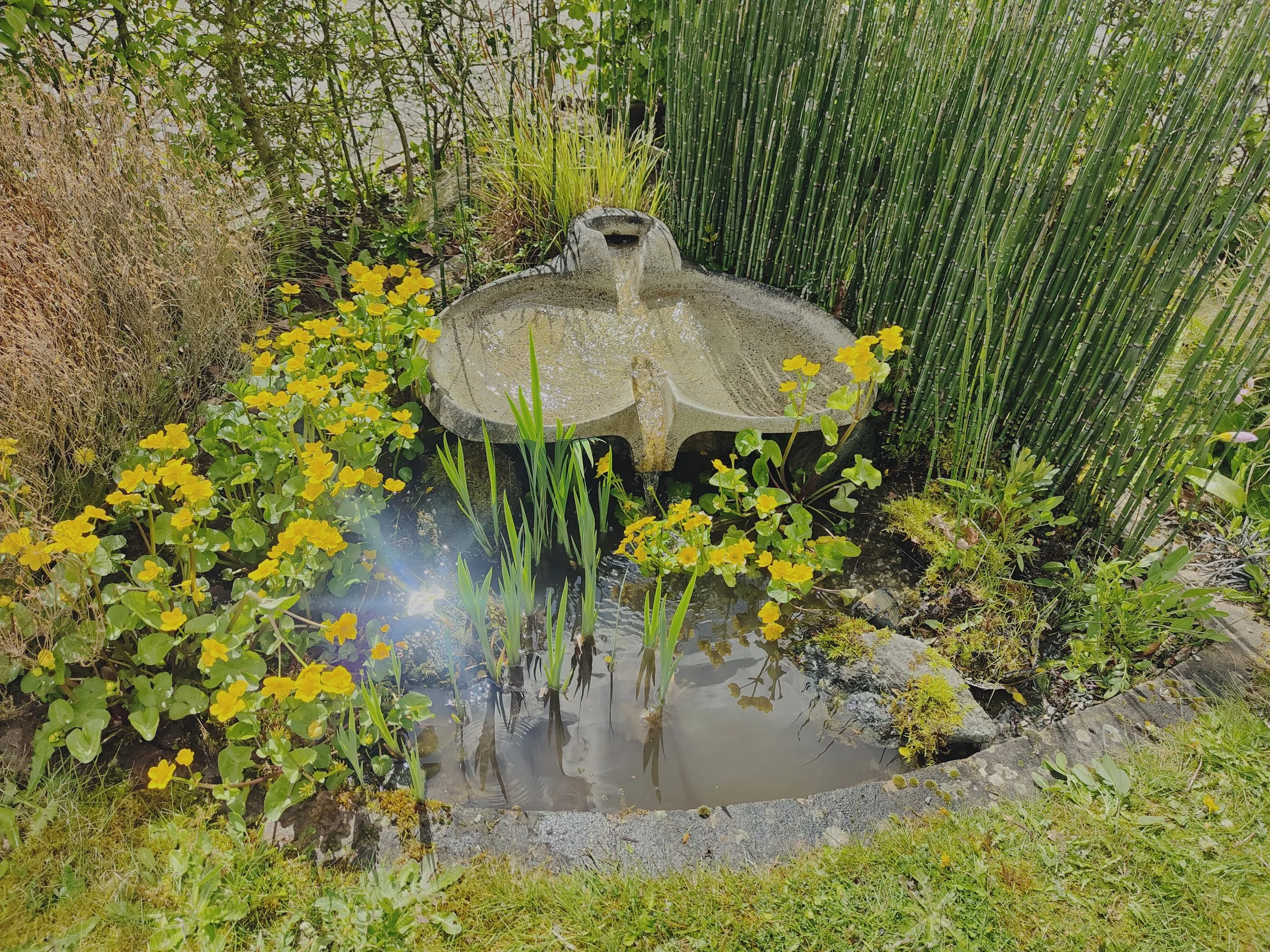 Water sculpture on pond near Worcester