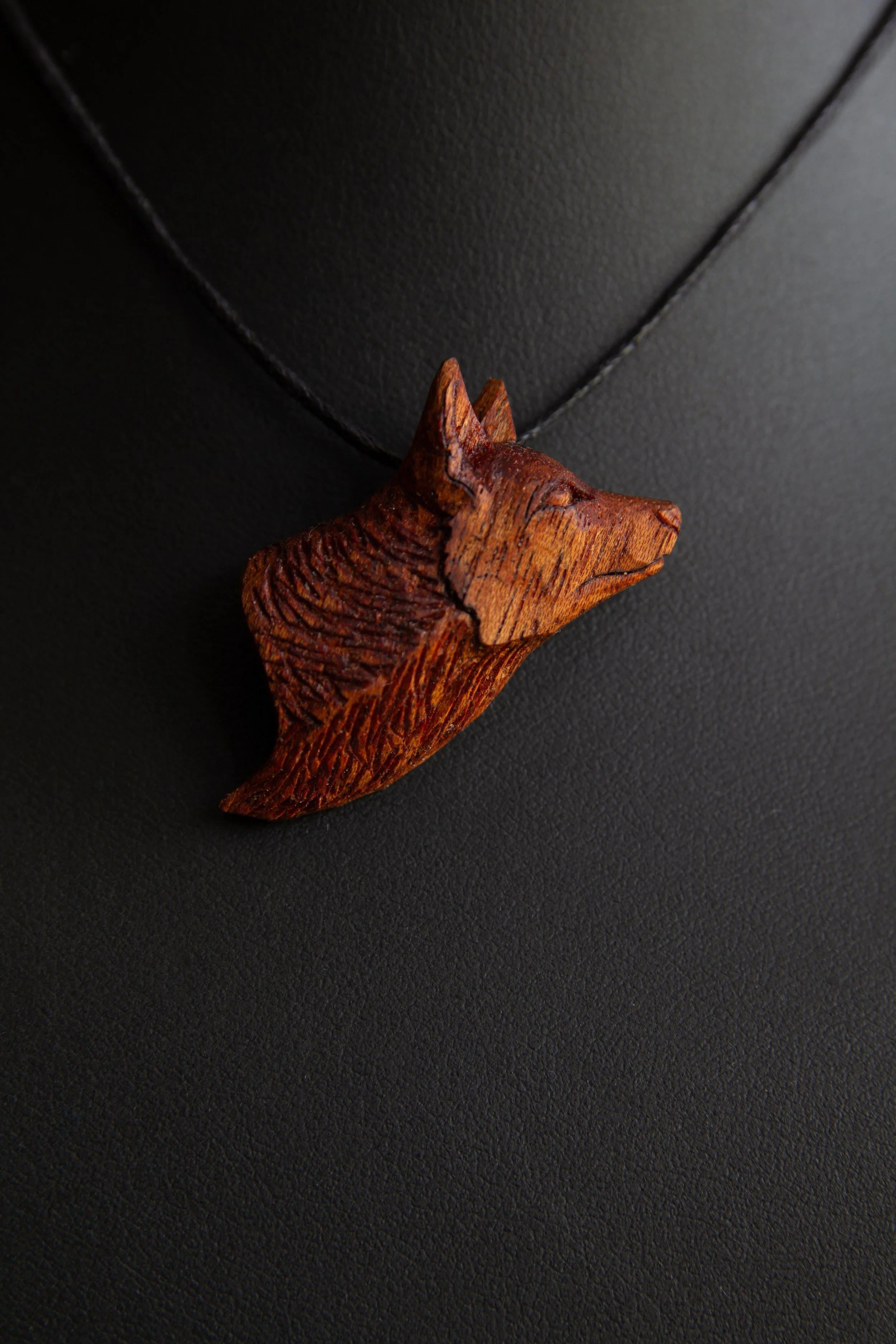 Fox Portrait Pendant Carving (Mahogany)