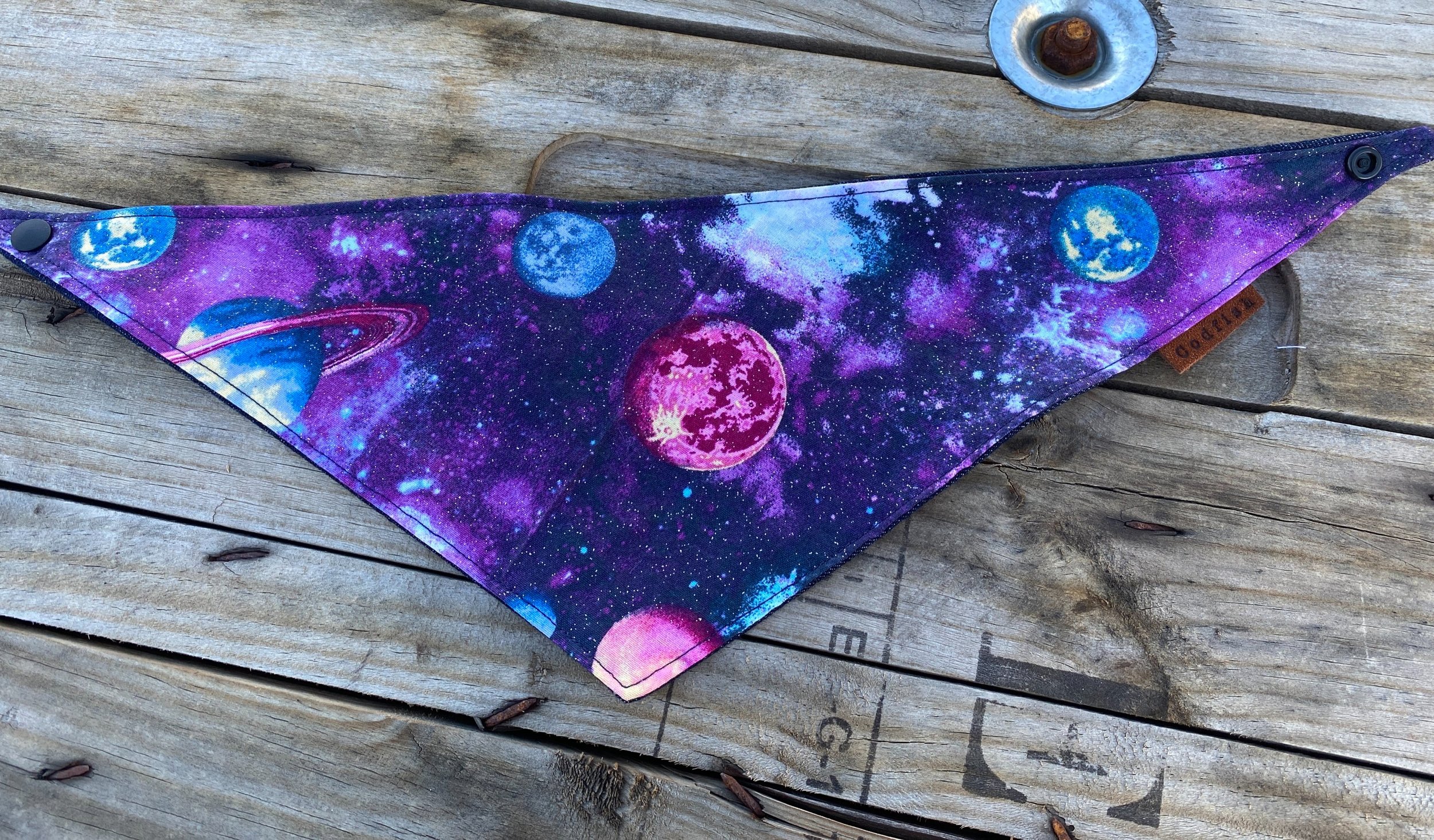 uter space of stars, galaxy, Jupiter and Saturn dog bandana