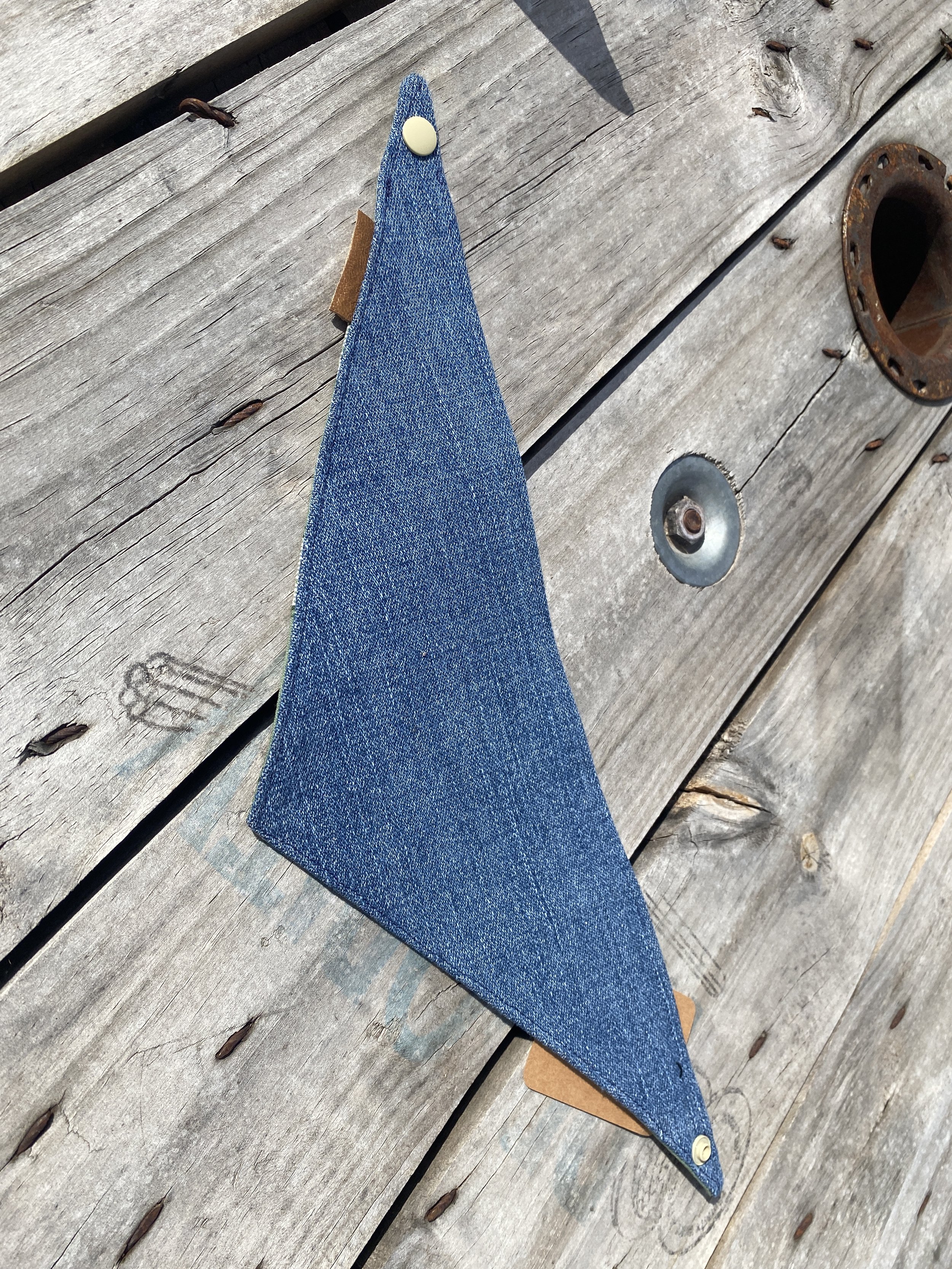 Upcycled denim reversible side dog bandana
