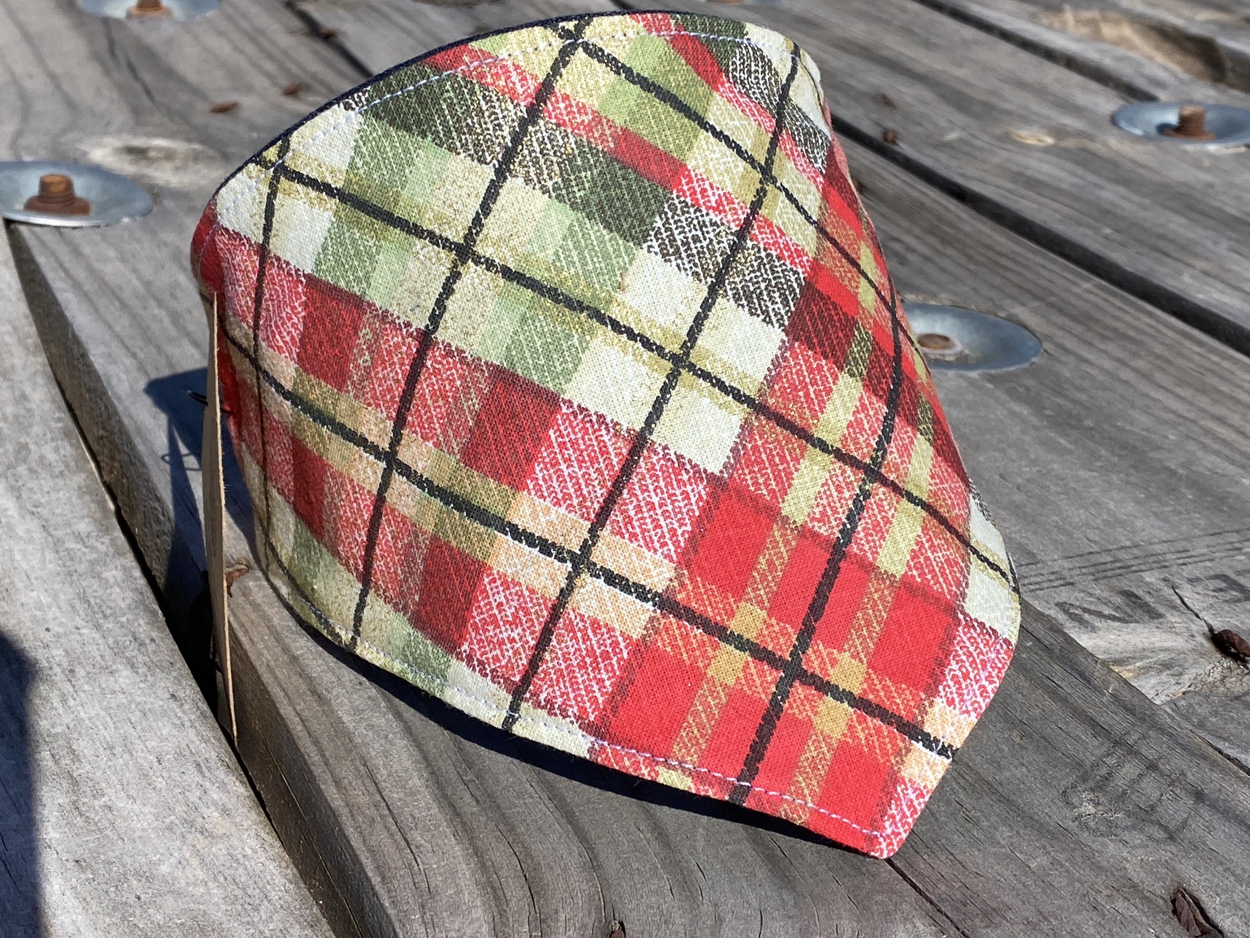 gold, green, red plaid dog bandana