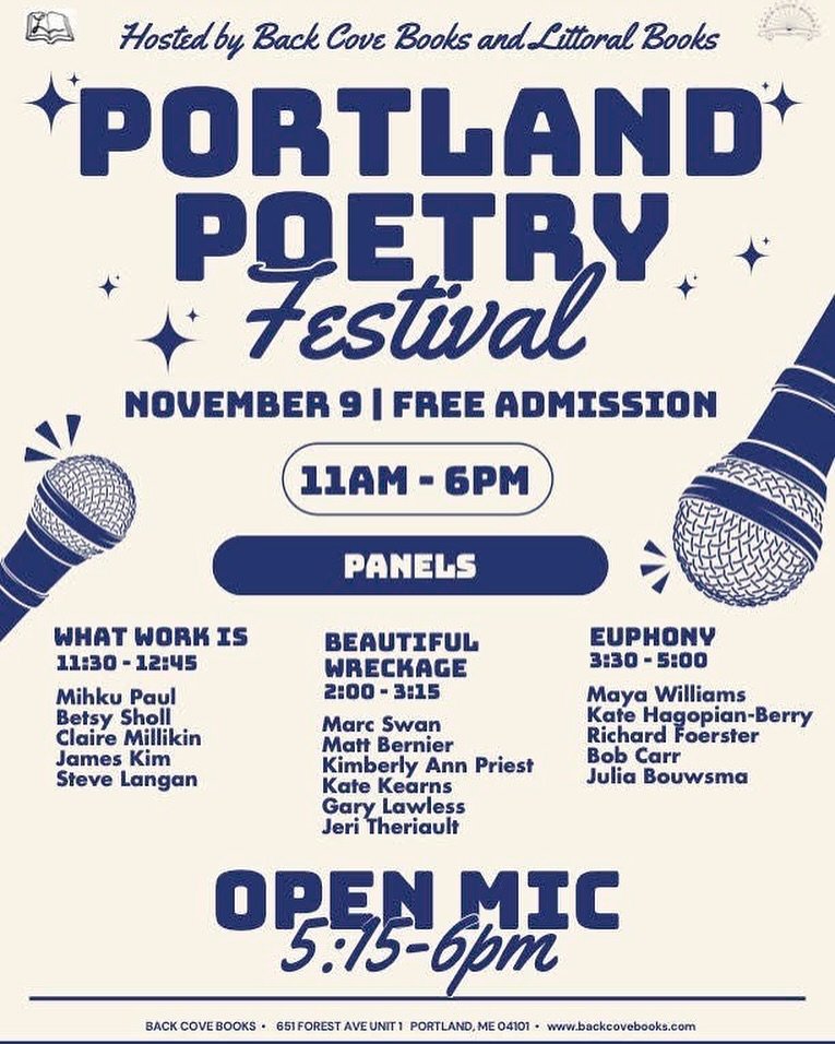 I&rsquo;m excited and honored to listen to poets I adore for What Work Is, be a panelist in Beautiful Wreckage, and moderate Euphony. Come listen and share your work at the open mic!