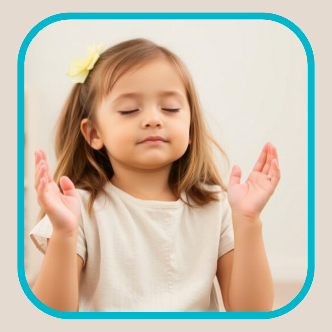 Child open to reiki energy, sitting peacefully.