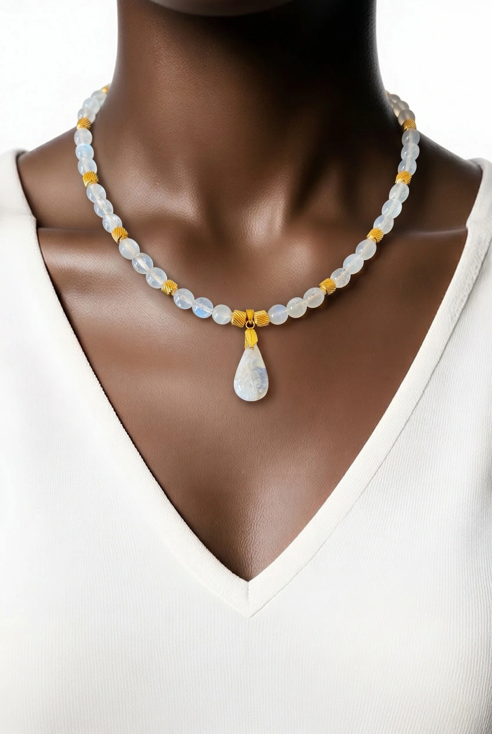 COLLIER PIERRE DE LUNE ARC EN CIEL KALYA
