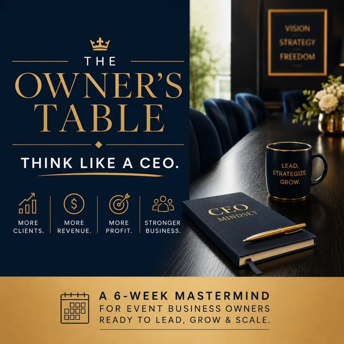 I'm so excited to finally announce something I've been working on behind the scenes...

This September, I'm launching The Owner's Table, a small-group mastermind for event business owners.

Over the years, I've talked with so many planners who wanted