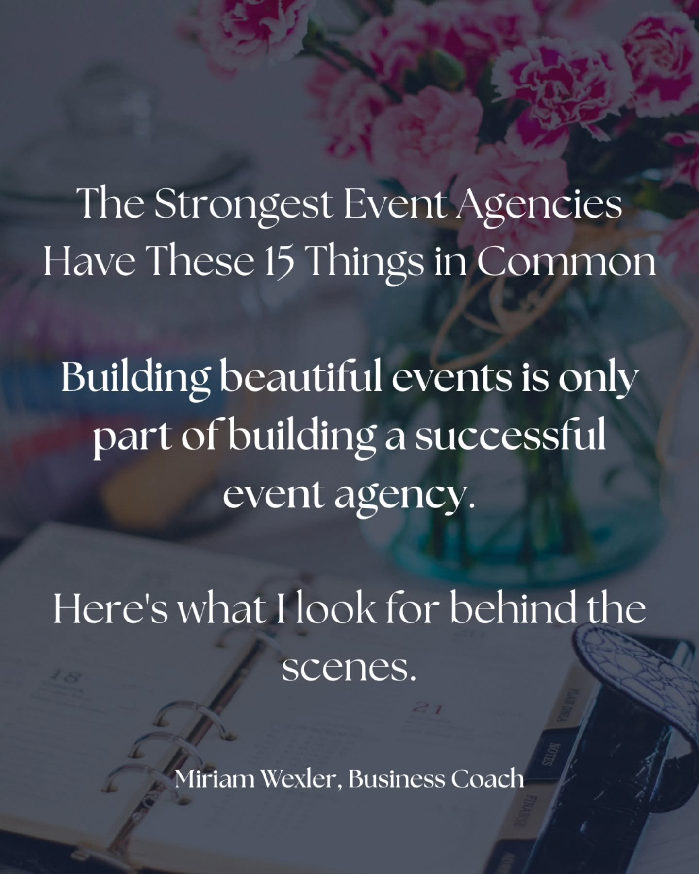 The strongest event agencies aren't built by accident.

They're built through hundreds of small business decisions that most people never see.

Pricing.

Financial visibility.

Systems.

Boundaries.

Marketing.

Leadership.

Client experience.

And y