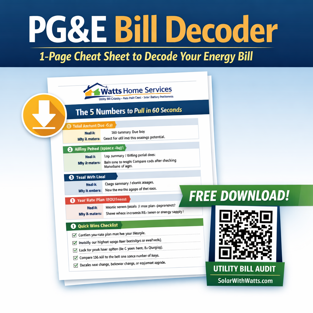P.G.&E Bill Decoder (1page cheat sheet)