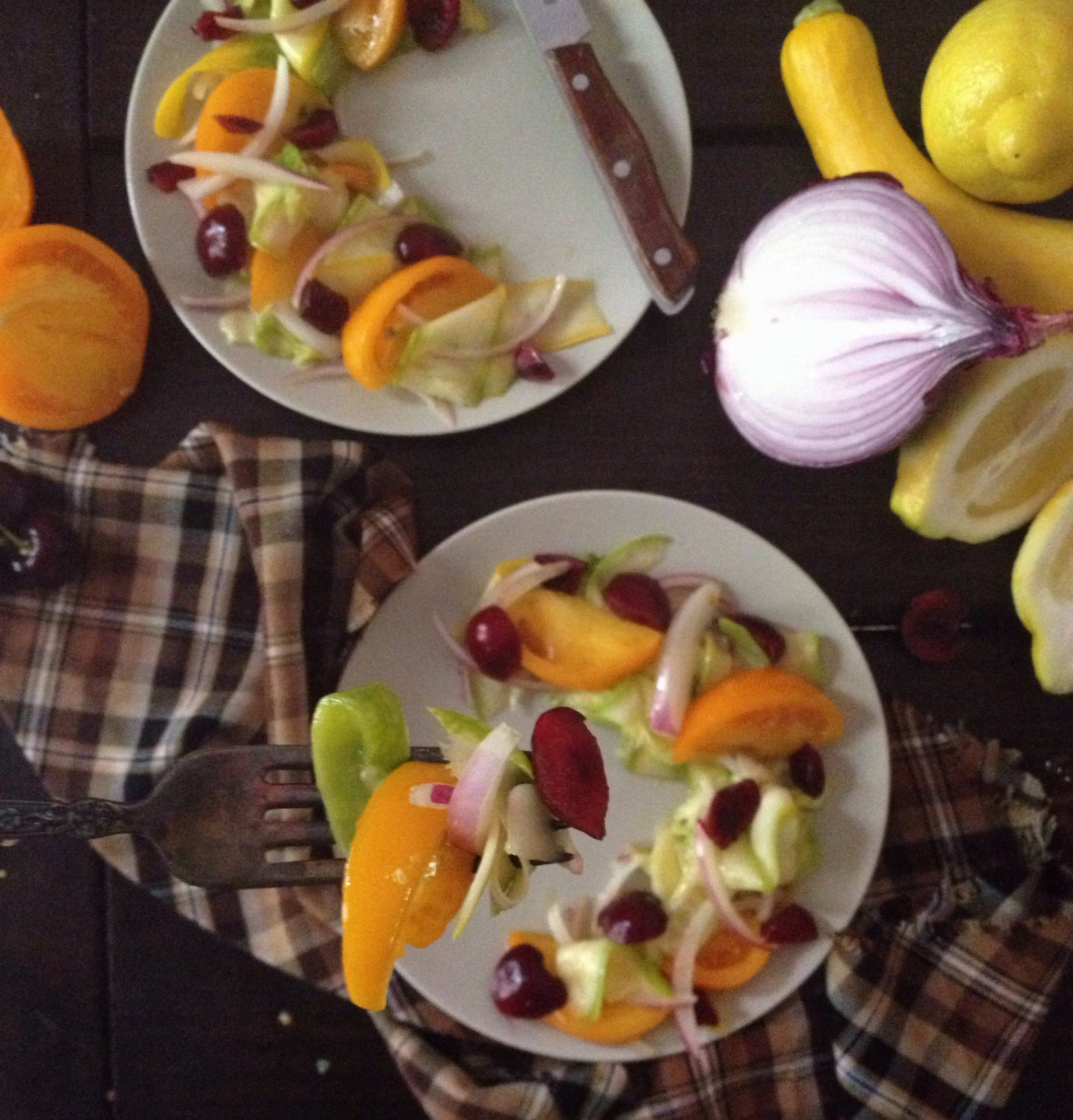 Summer Tomato, Tart Cherry &amp; Squash Salad
