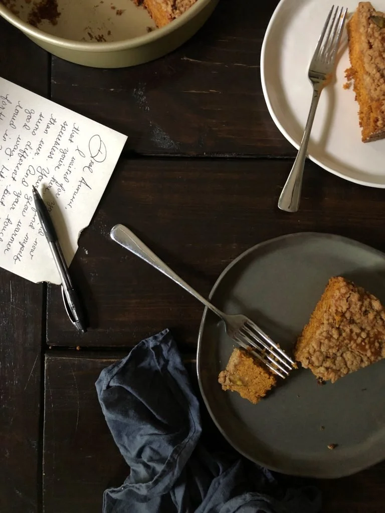 Morning Cake with Pumpkin, & Pistachio Streusel