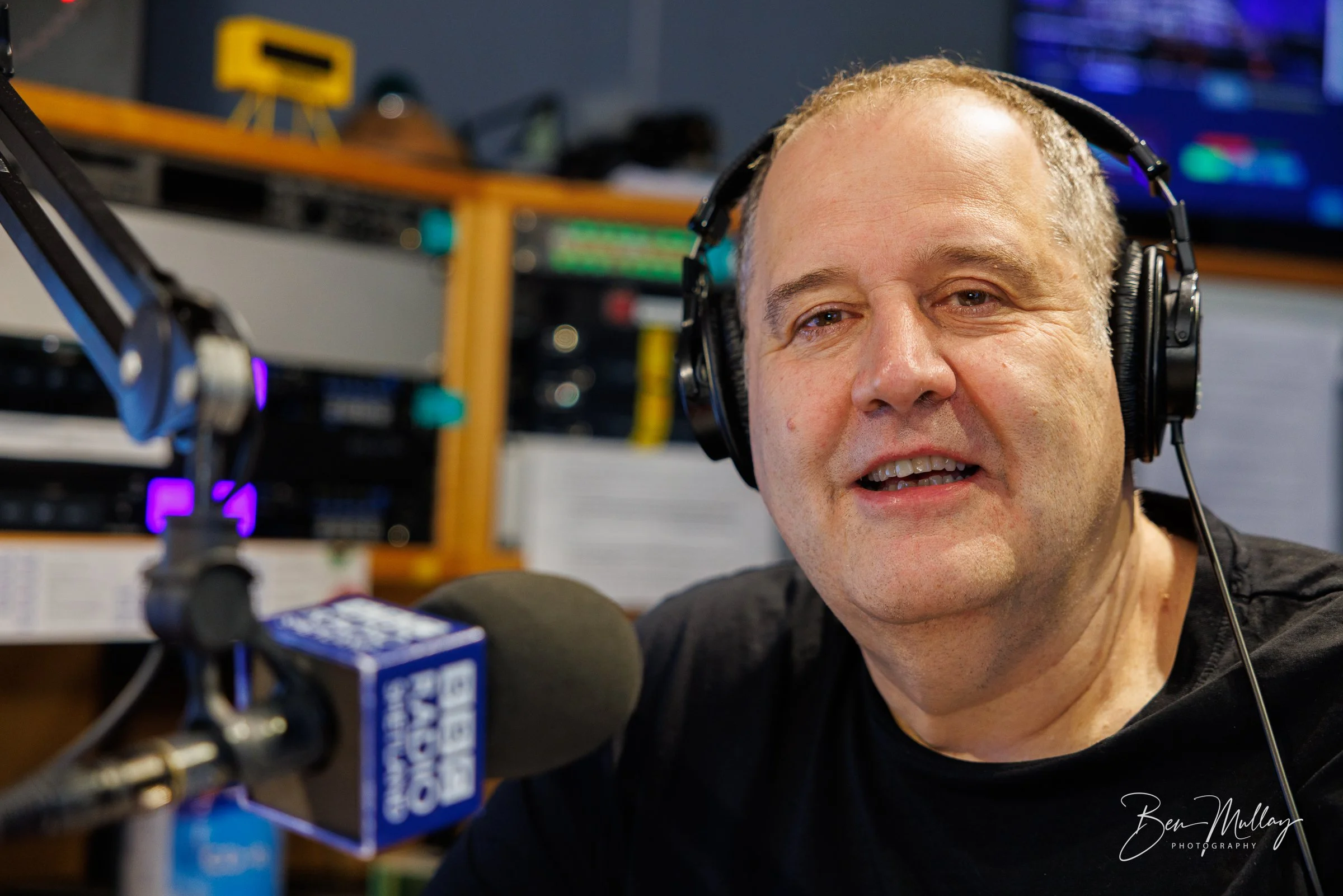 John Johnston at BBC Radio Shetland's Pitt Lane studios in Lerwick ahead of his retirement after more than 30 years in local broadcasting.
