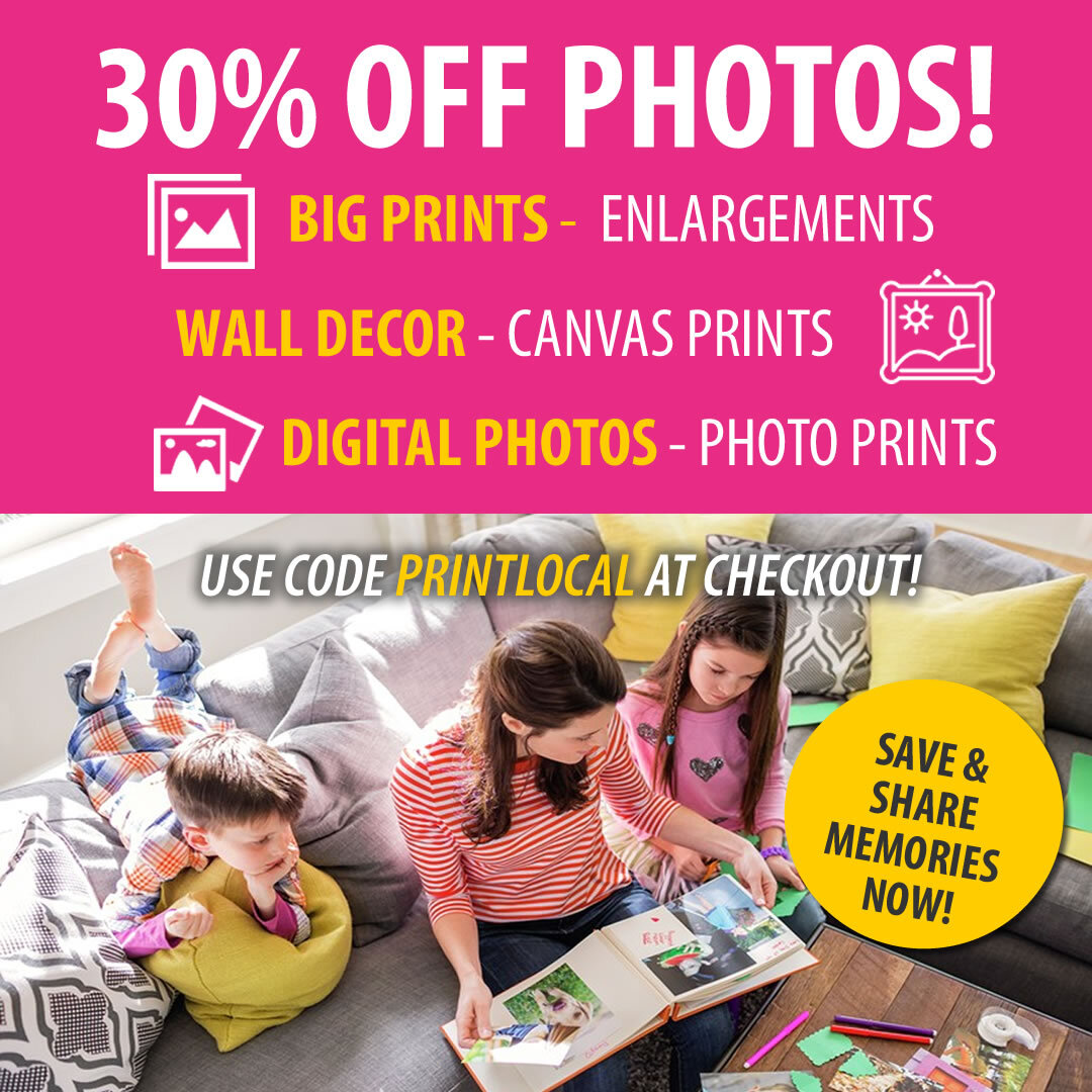 30% OFF Photo orders at Camera Centre
