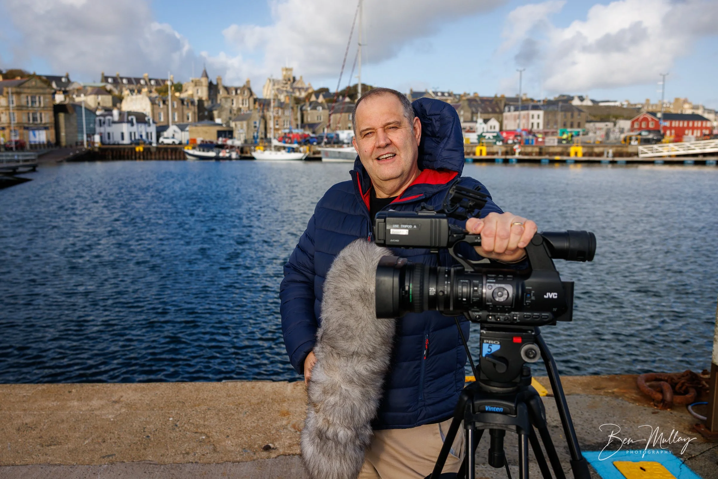 John Johnston, the long-serving voice of BBC Radio Shetland, photographed at Lerwick Harbour to mark his retirement.