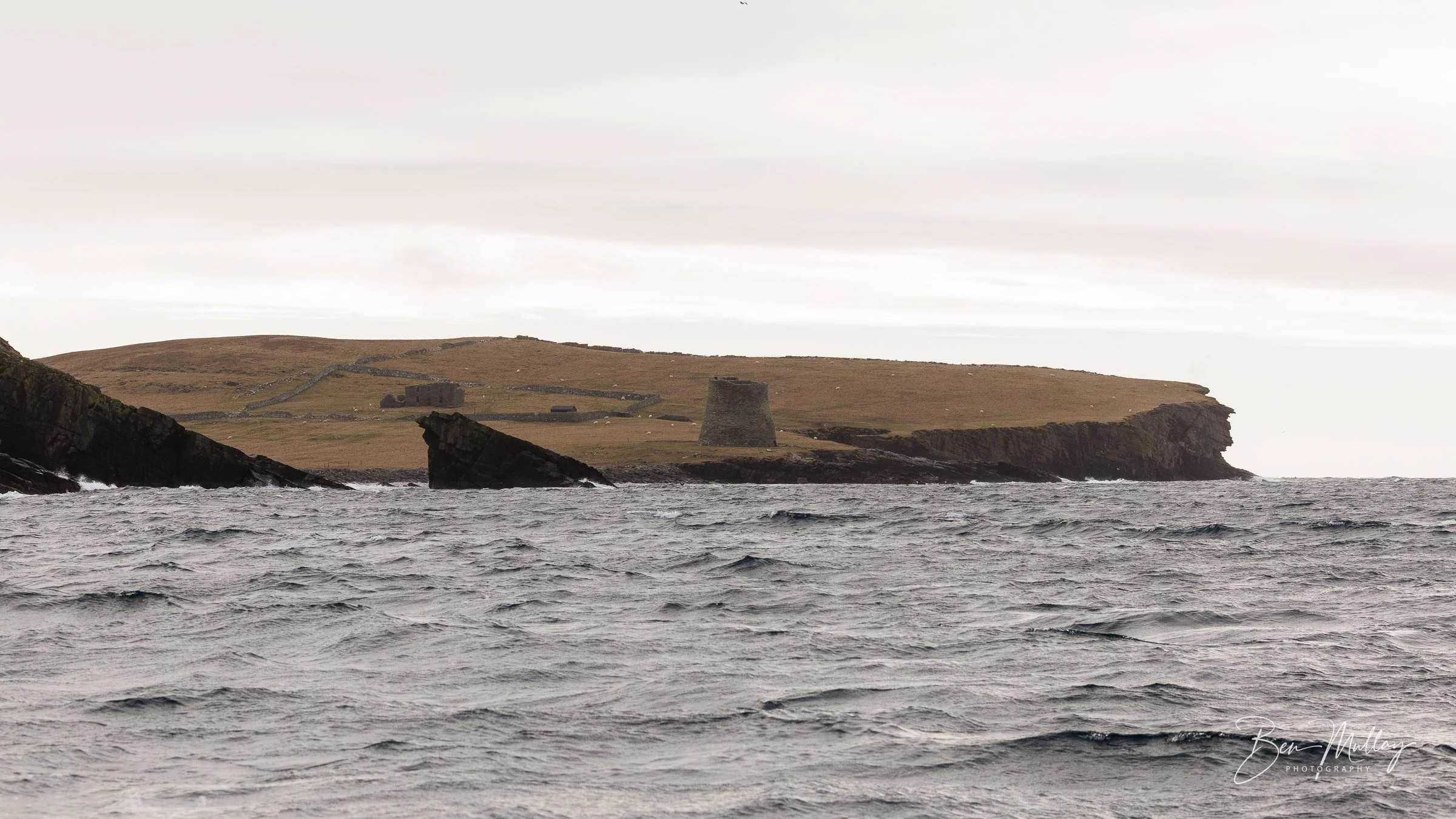 Approaching Mousa with Mousa Broch in the distance